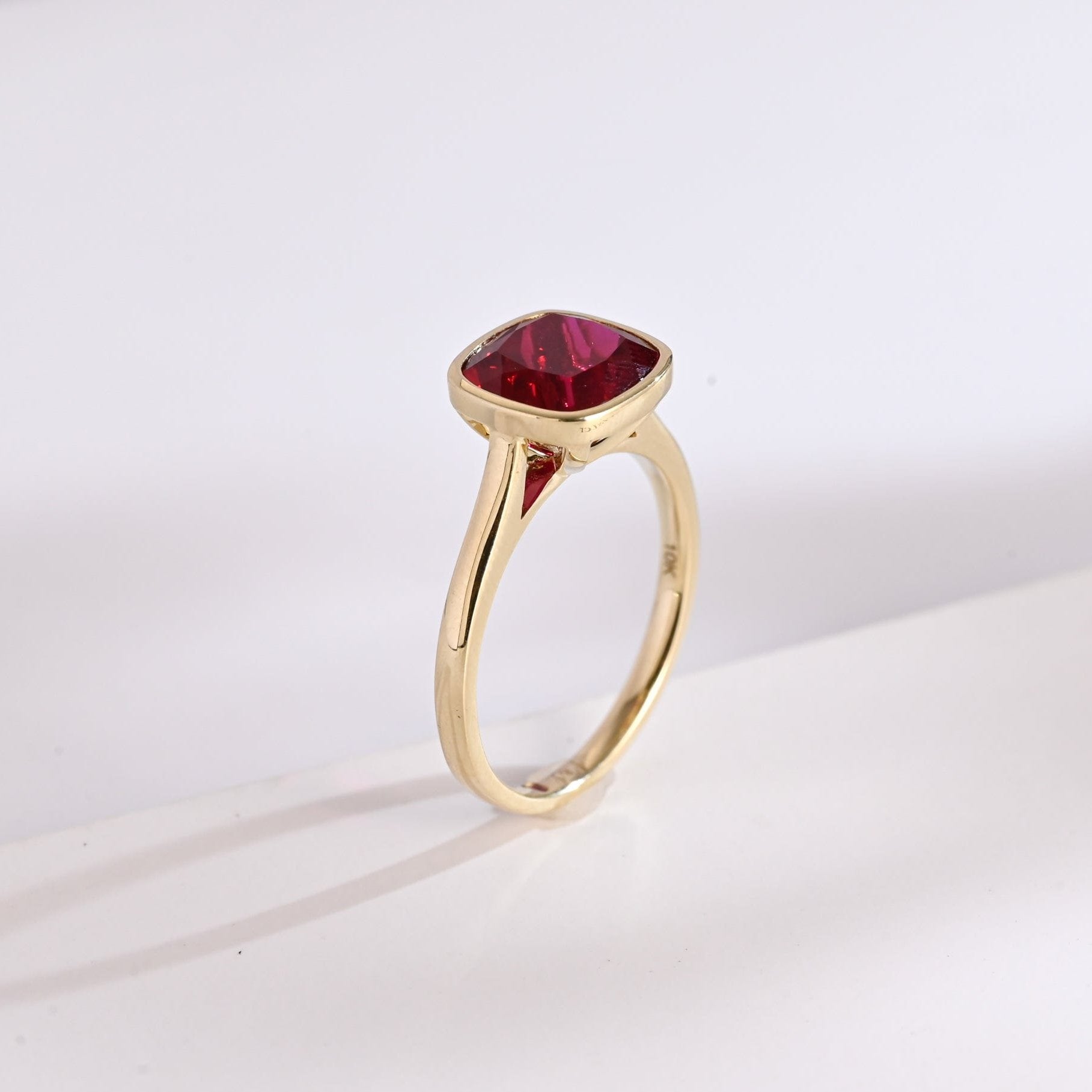 SquareJewelry cushion cut lab grown ruby engagement ring Solid Gold Cushion Lab Grown Ruby Engagement Ring
