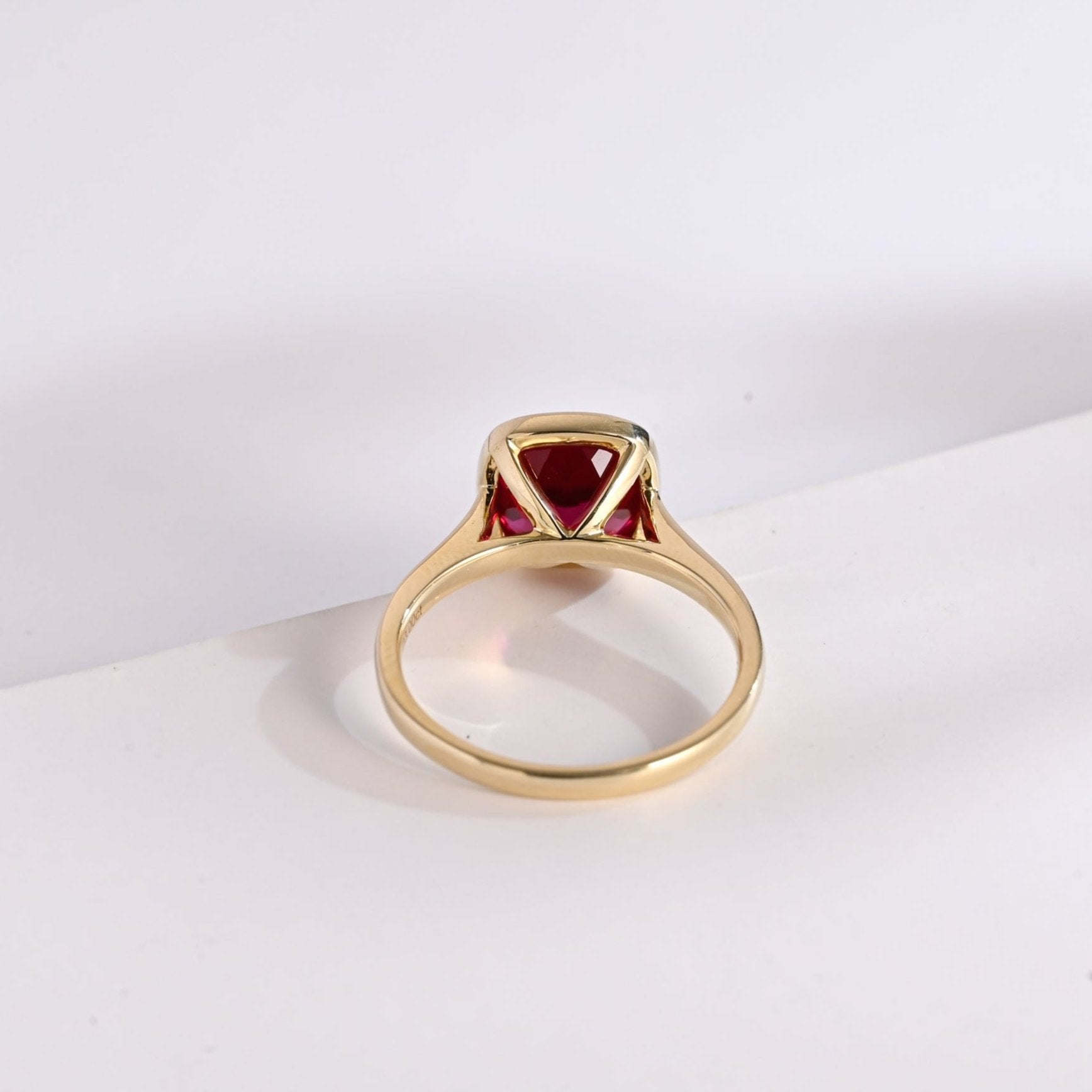 SquareJewelry cushion cut lab grown ruby engagement ring Solid Gold Cushion Lab Grown Ruby Engagement Ring