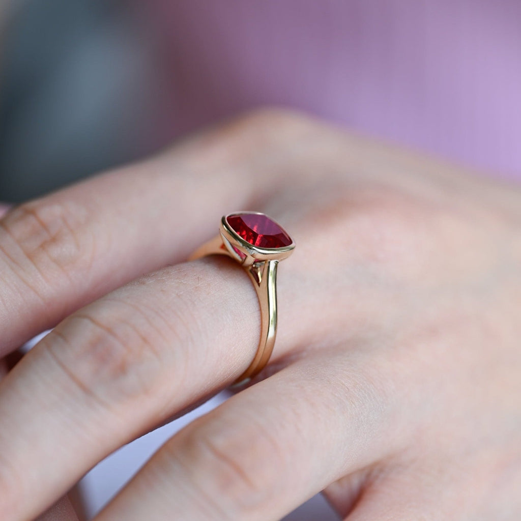 SquareJewelry cushion cut lab grown ruby engagement ring Solid Gold Cushion Lab Grown Ruby Engagement Ring