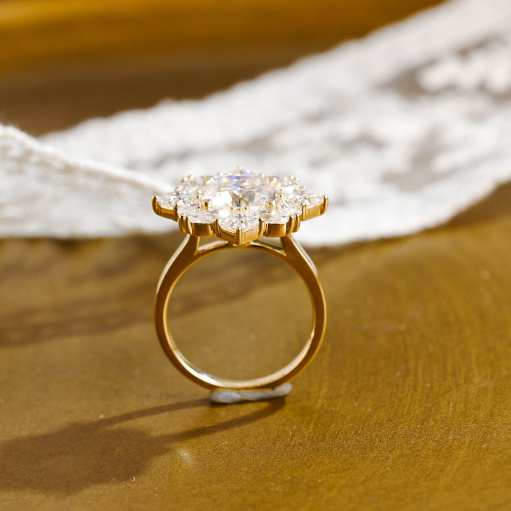 SquareJewelry cushion cut moissanite engagement ring Solid Gold Cluster Cushion Cut Moissanite Engagement Ring