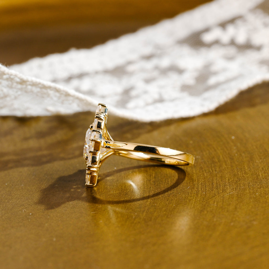 SquareJewelry cushion cut moissanite engagement ring Solid Gold Cluster Cushion Cut Moissanite Engagement Ring