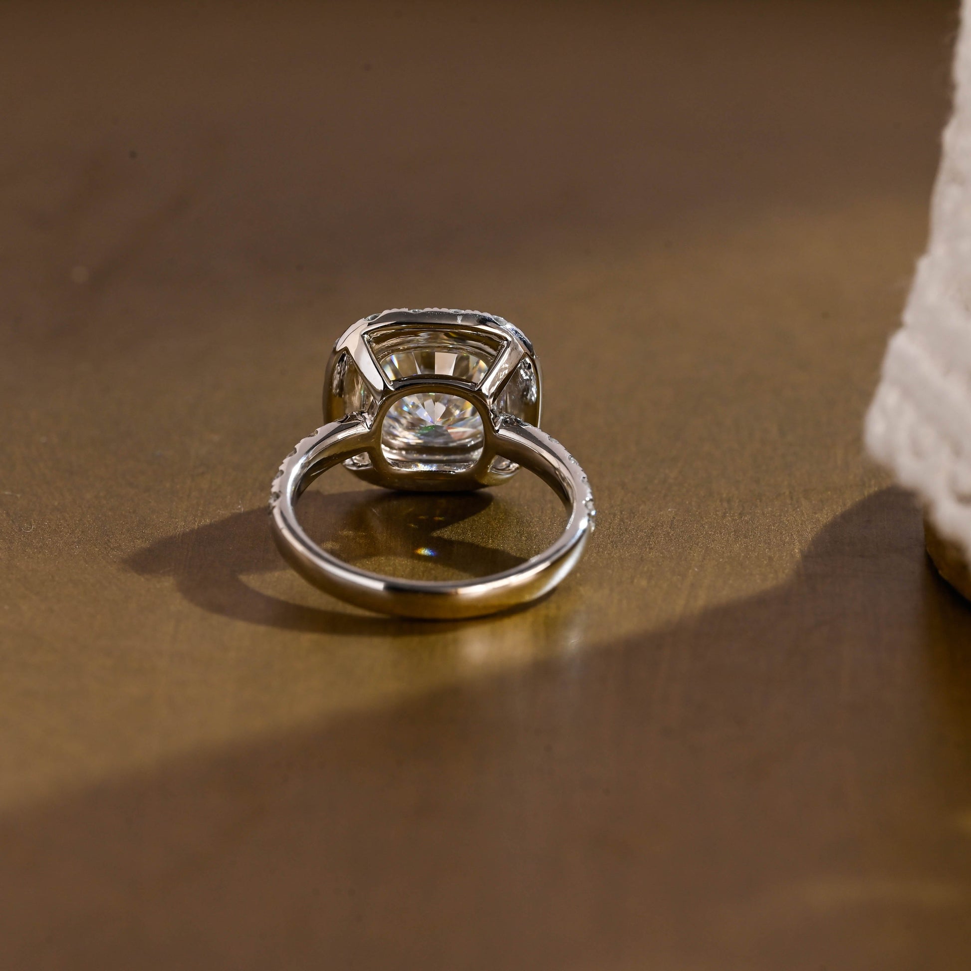 SquareJewelry cushion cut moissanite engagement ring Solid Gold Halo Cushion Moissanite Engagement Ring