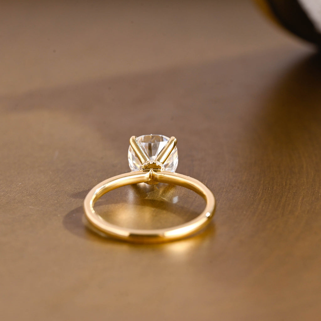SquareJewelry cushion cut moissanite engagement ring Solid Gold Hidden Halo Cushion Cut Moissanite Engagement Ring