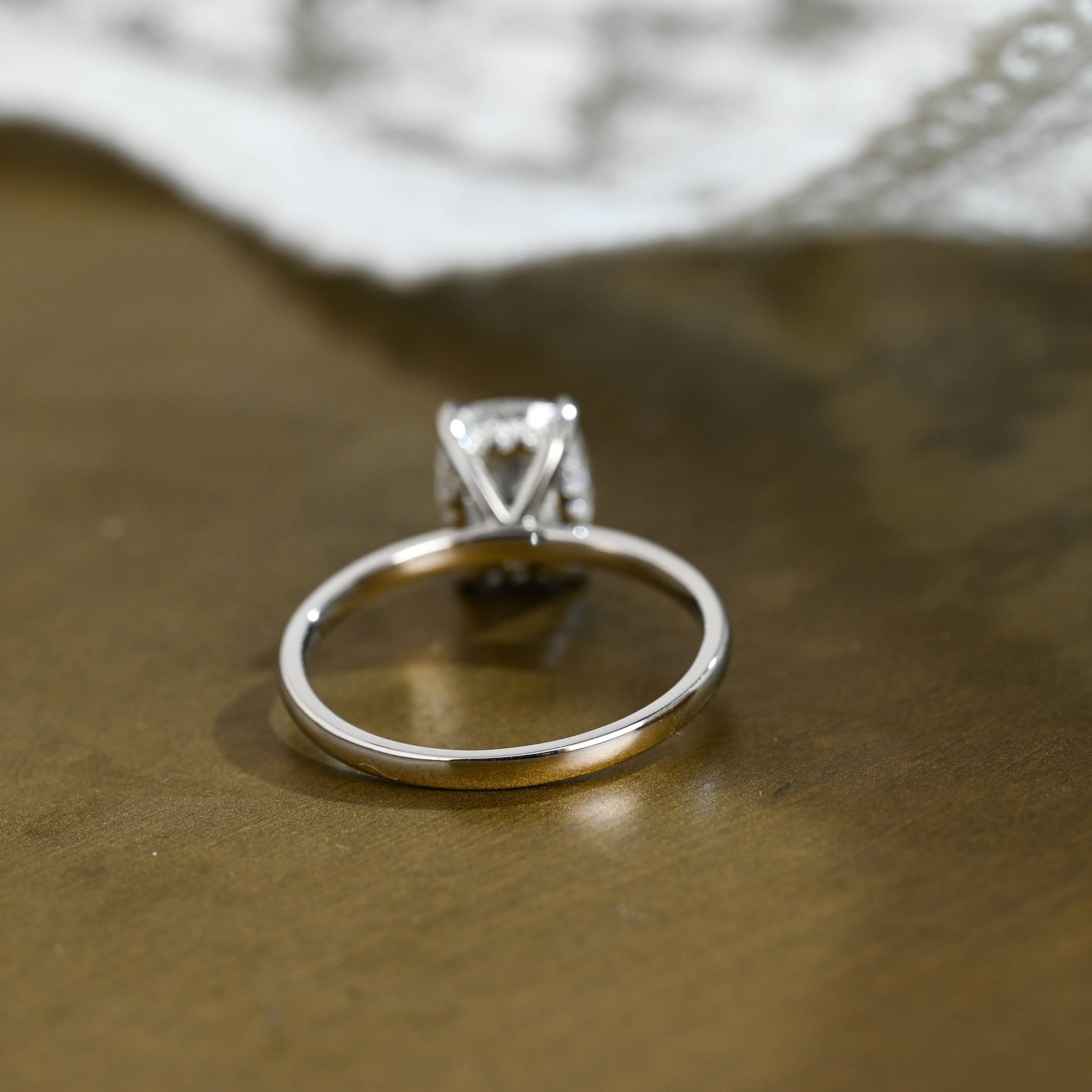 SquareJewelry cushion cut moissanite engagement ring Solid Gold Hidden Halo Elongated Cushion Cut Moissanite Engagement Ring