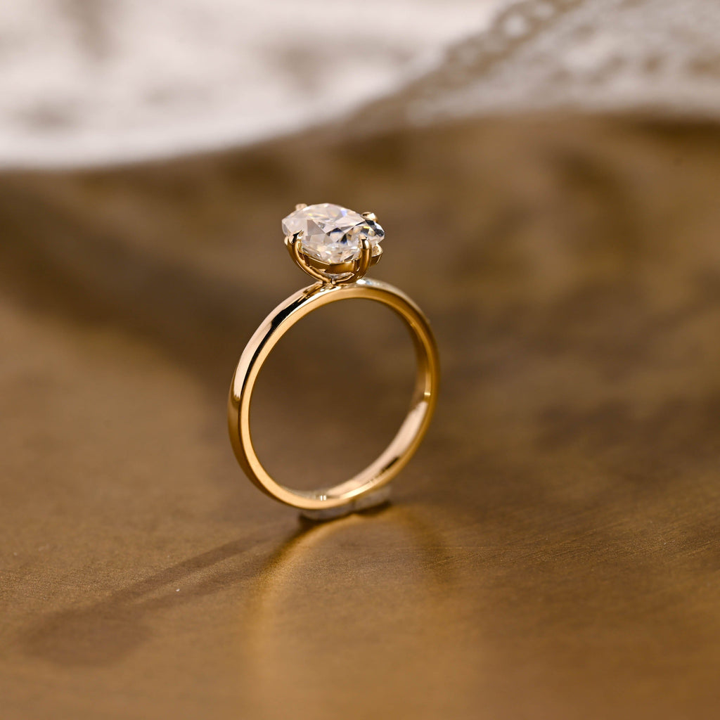 SquareJewelry cushion cut moissanite engagement ring Solid Gold Old Mine Elongated Cushion Moissanite Engagement Ring
