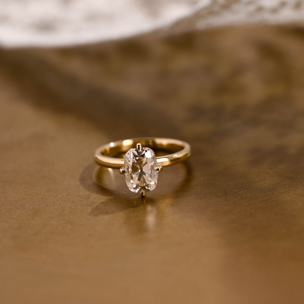 SquareJewelry cushion cut moissanite engagement ring Solid Gold Old Mine Elongated Cushion Moissanite Engagement Ring