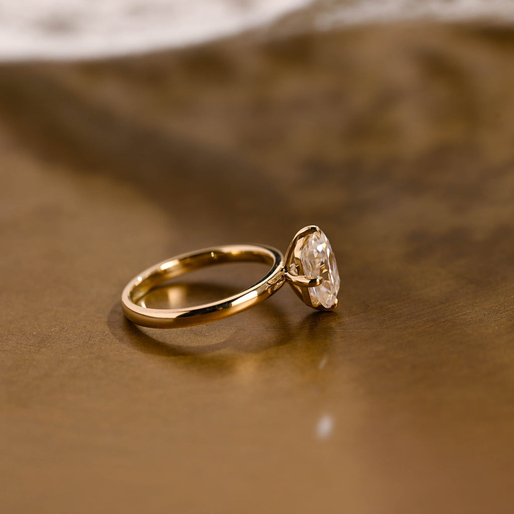 SquareJewelry cushion cut moissanite engagement ring Solid Gold Old Mine Elongated Cushion Moissanite Engagement Ring
