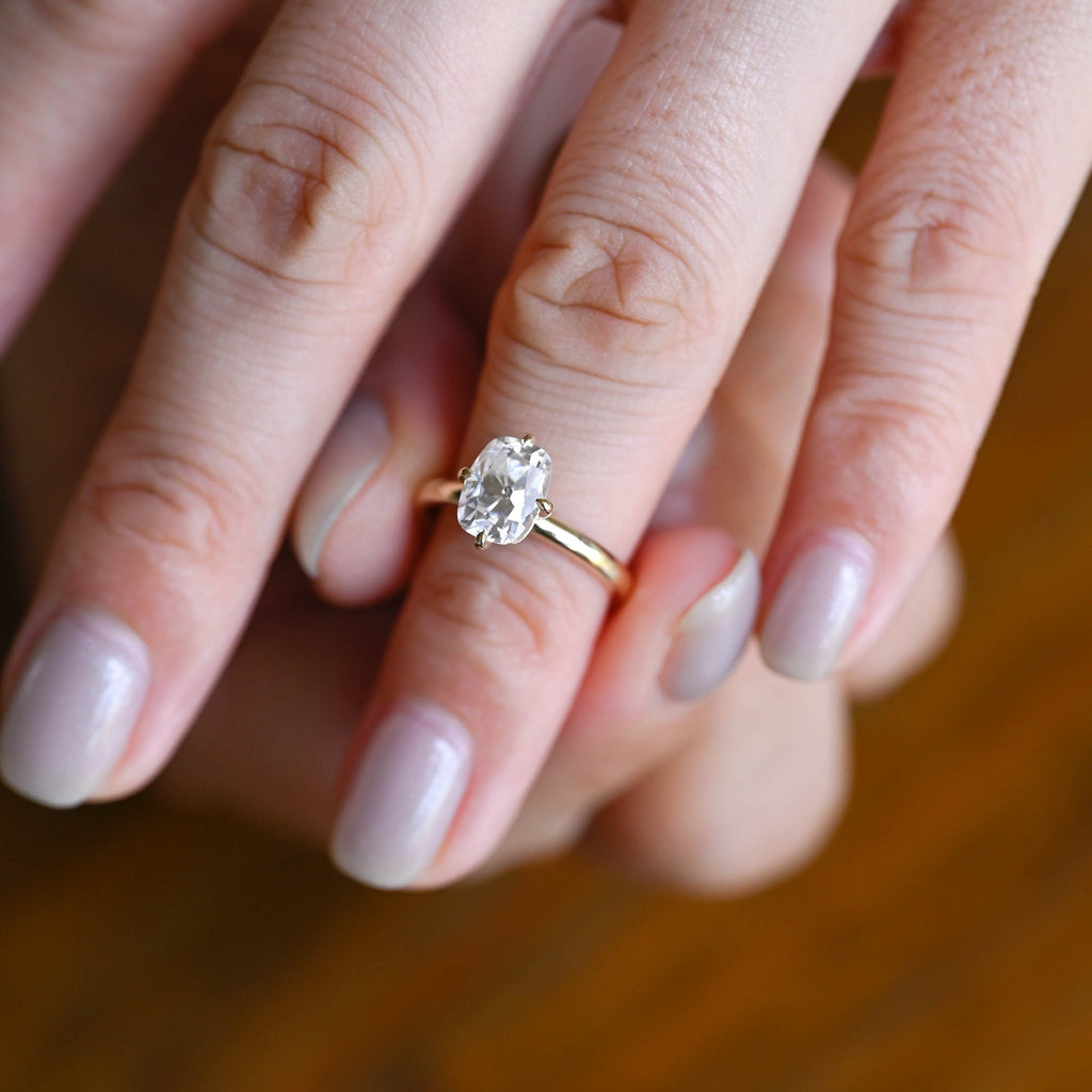 SquareJewelry cushion cut moissanite engagement ring Solid Gold Old Mine Elongated Cushion Moissanite Engagement Ring