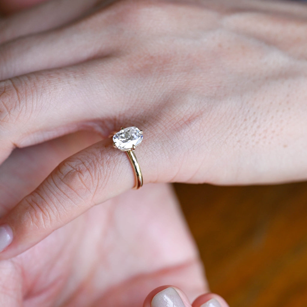 SquareJewelry cushion cut moissanite engagement ring Solid Gold Old Mine Elongated Cushion Moissanite Engagement Ring