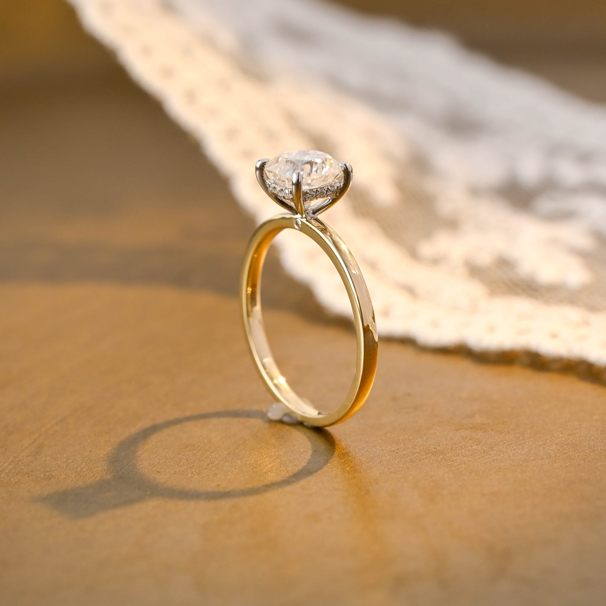 SquareJewelry cushion cut moissanite engagement ring Solid Gold Two Tone Cushion Cut Moissanite Engagement Ring