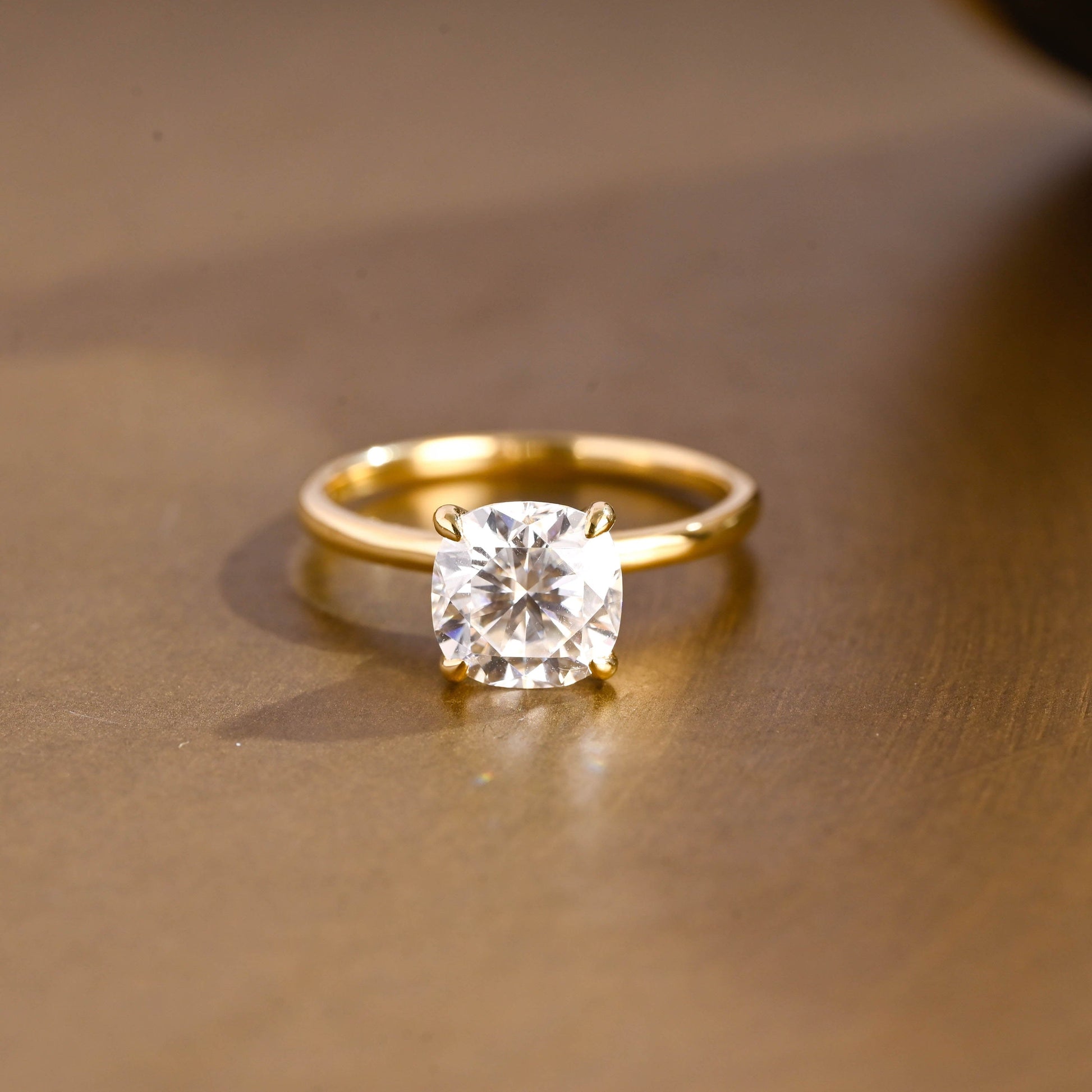 SquareJewelry cushion cut moissanite engagement ring Veiled Halo Cushion Cut Moissanite Engagement Ring