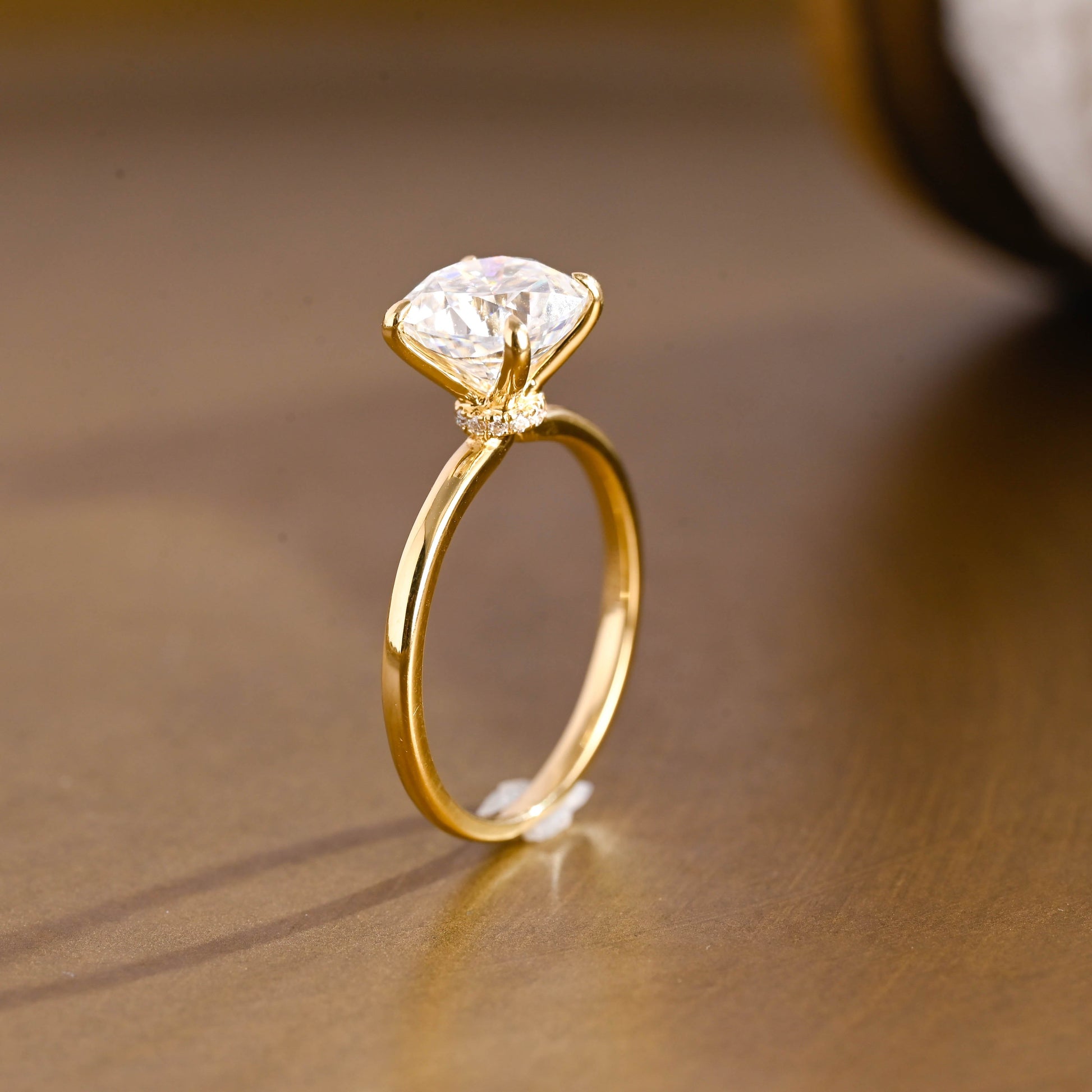 SquareJewelry cushion cut moissanite engagement ring Veiled Halo Cushion Cut Moissanite Engagement Ring