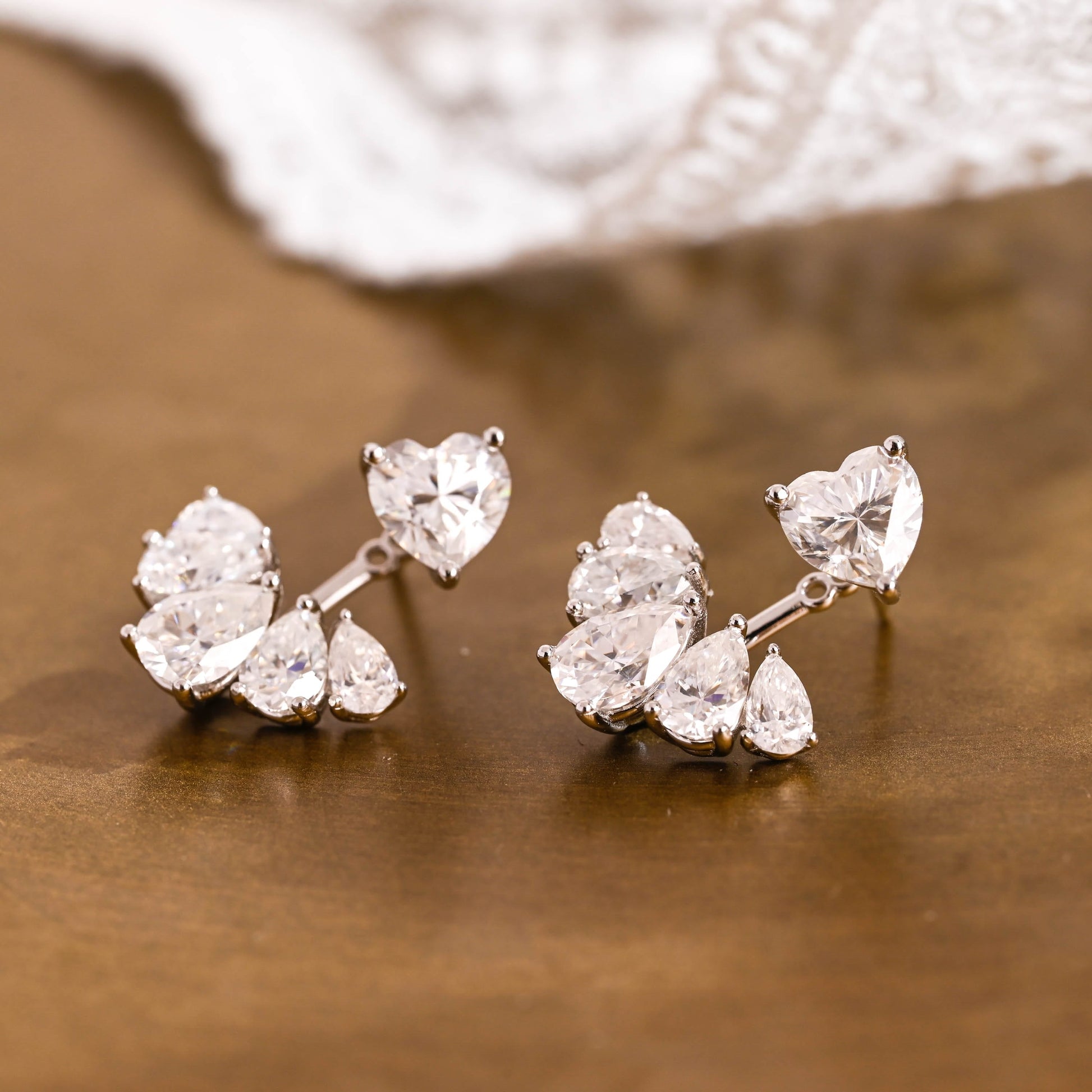 SquareJewelry earrings Solid Gold Cluster Pear Cut Earrings Studs