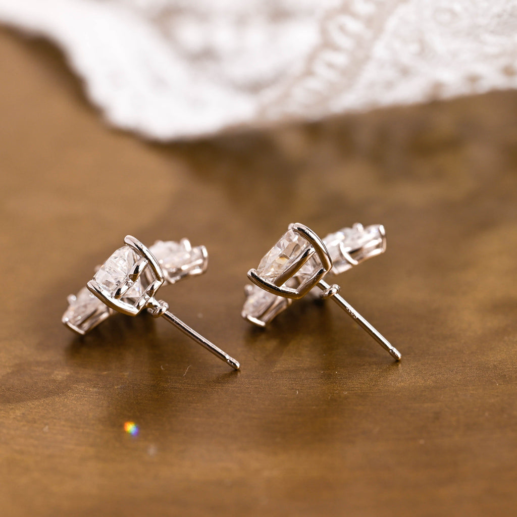 SquareJewelry earrings Solid Gold Cluster Pear Cut Earrings Studs
