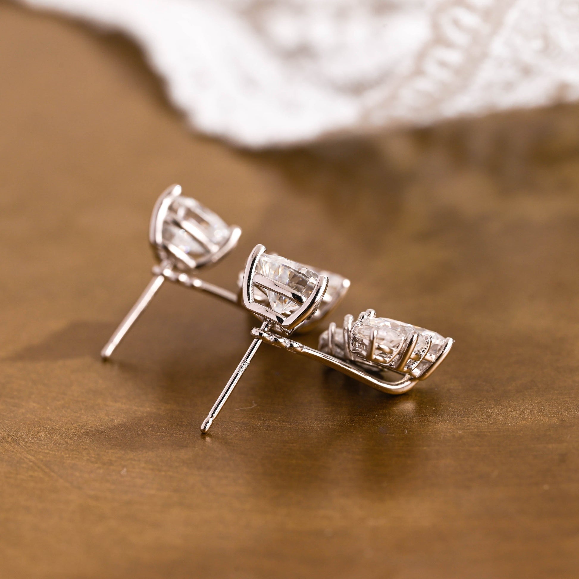 SquareJewelry earrings Solid Gold Cluster Pear Cut Earrings Studs