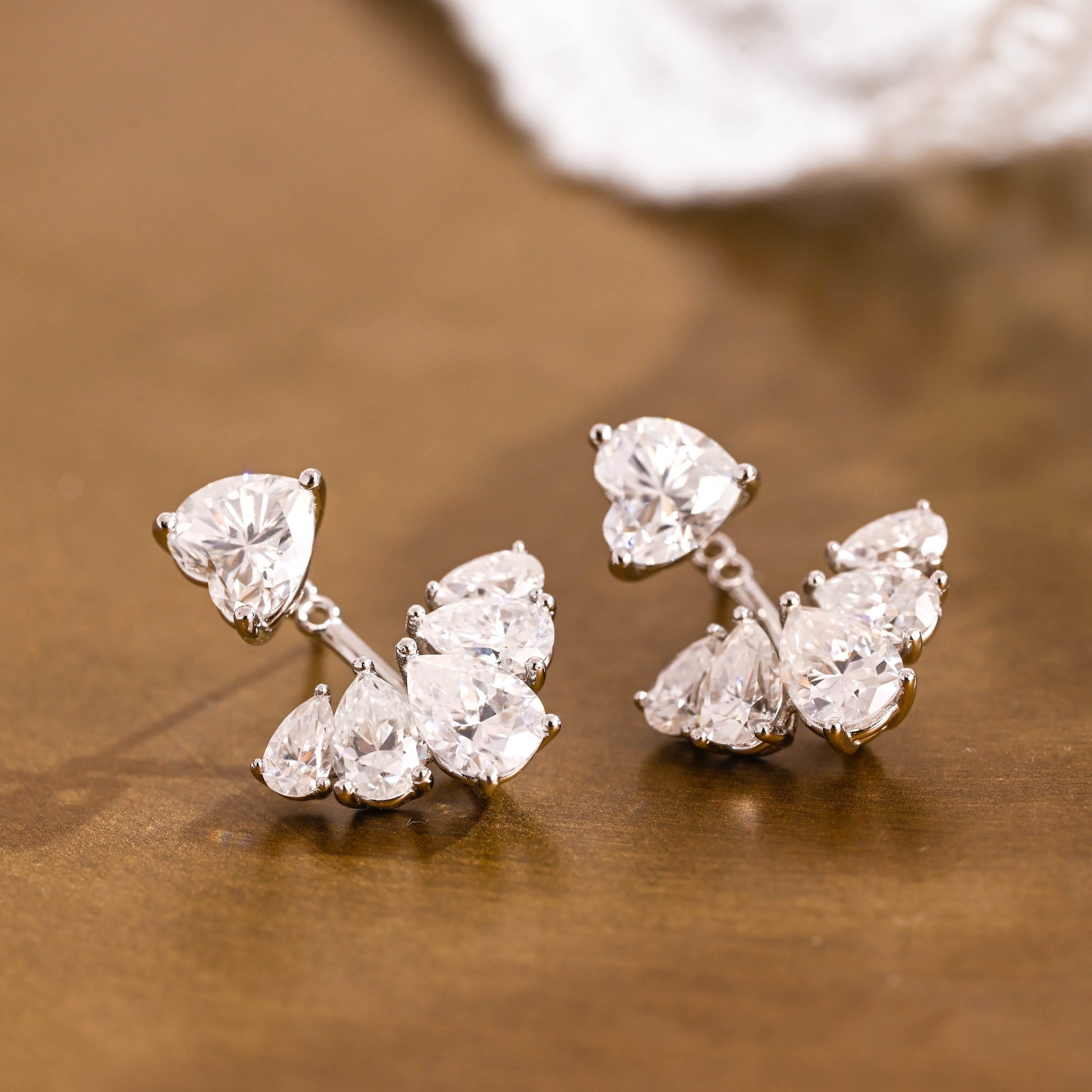 SquareJewelry earrings Solid Gold Cluster Pear Cut Earrings Studs