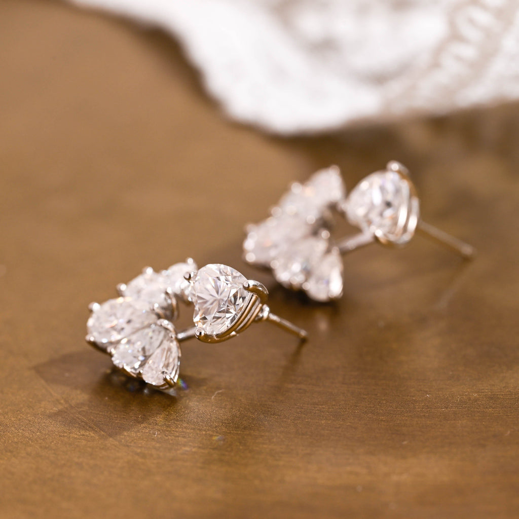 SquareJewelry earrings Solid Gold Cluster Pear Cut Earrings Studs