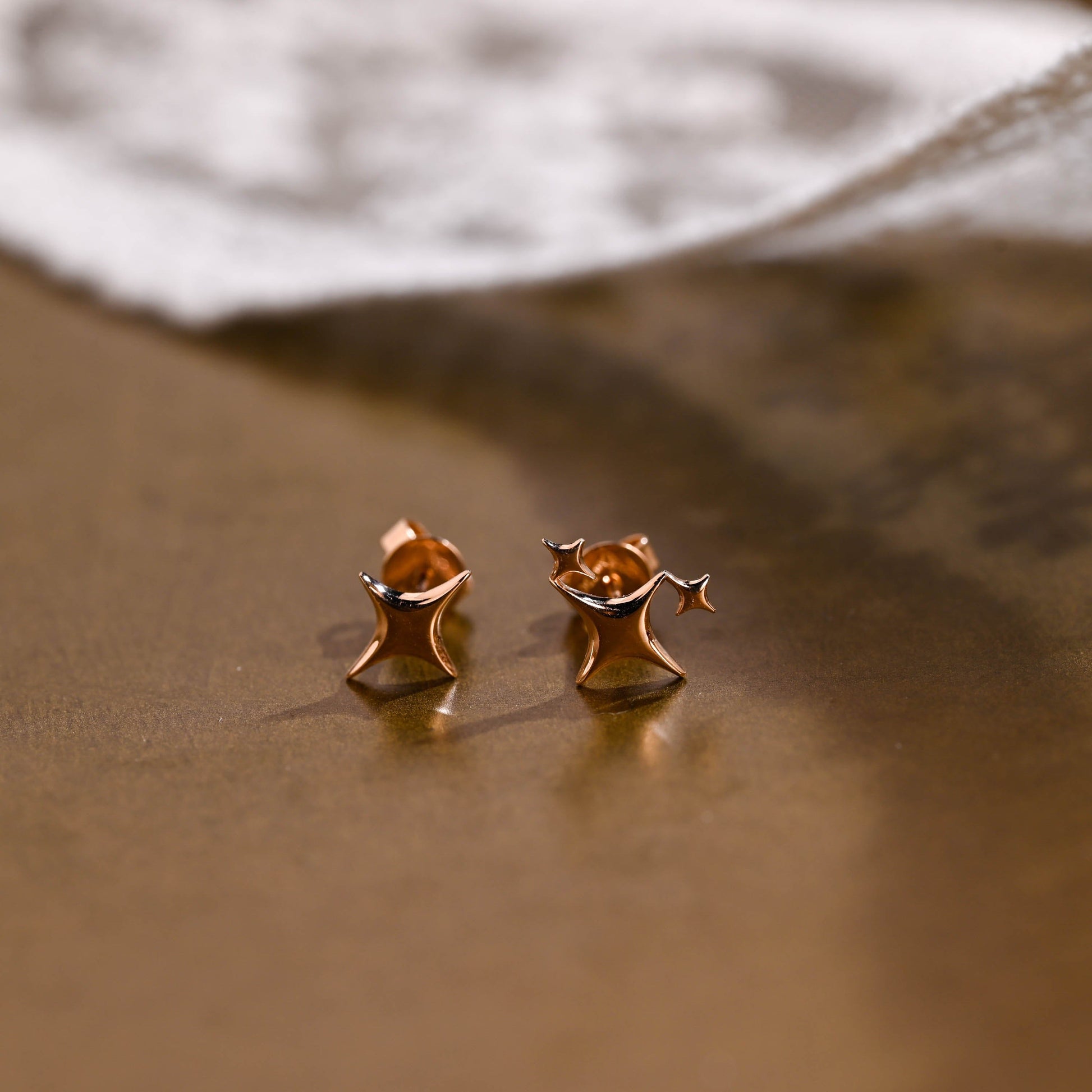 SquareJewelry earrings Solid Gold Dainty Star Earring Studs