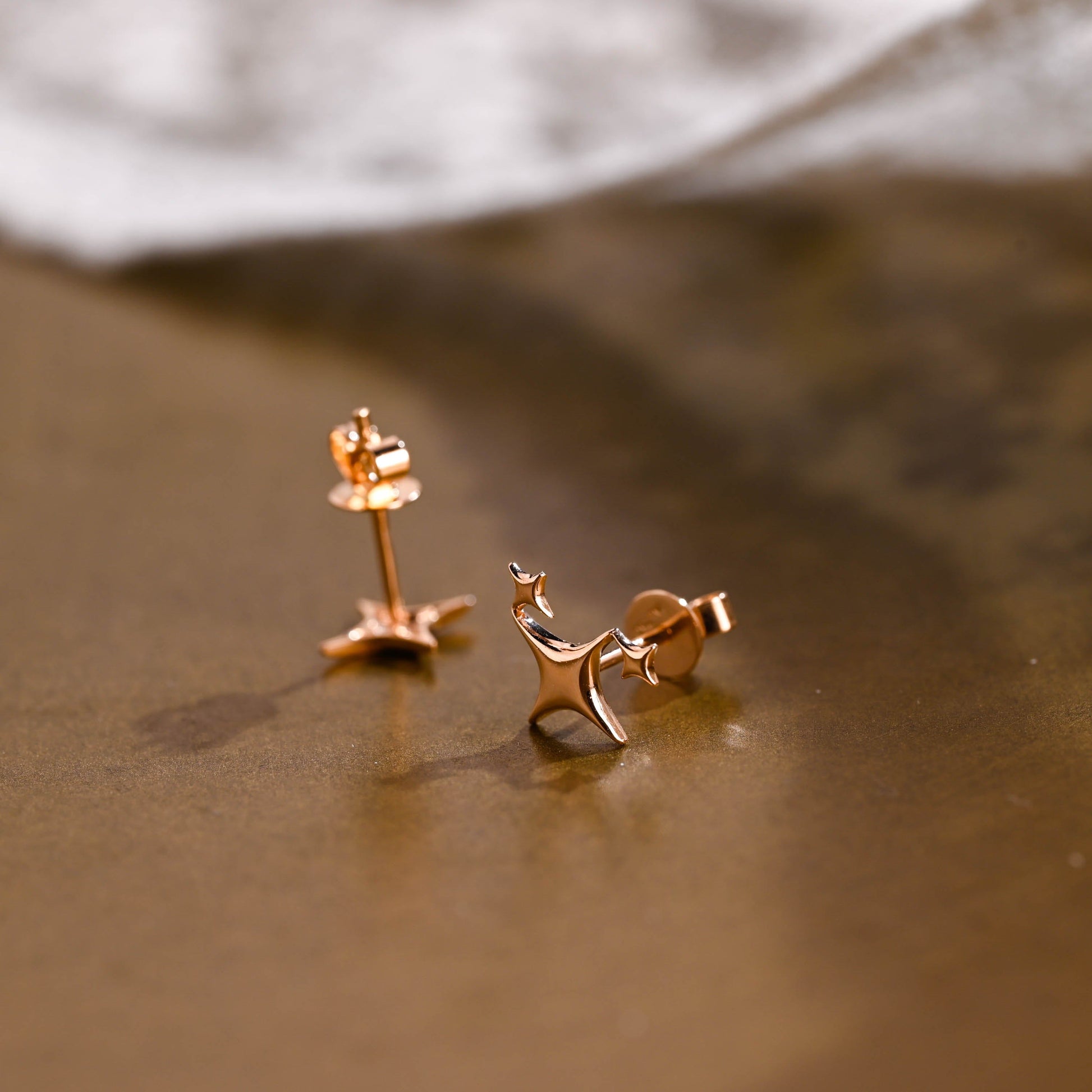 SquareJewelry earrings Solid Gold Dainty Star Earring Studs