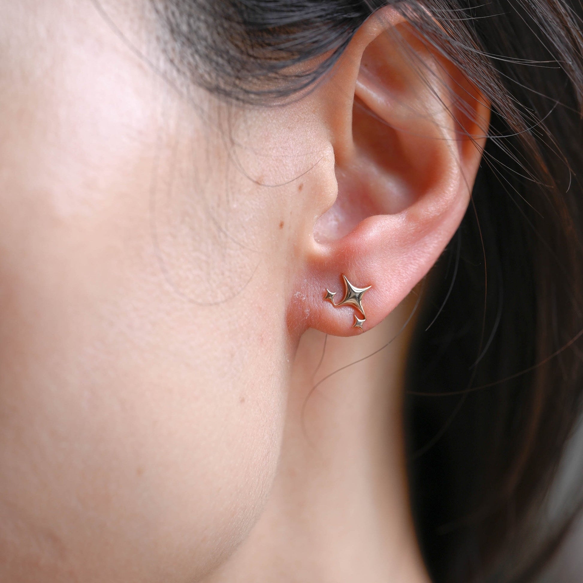 SquareJewelry earrings Solid Gold Dainty Star Earring Studs
