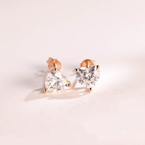 SquareJewelry earrings Solid Gold Solitaire Heart Cut Moissanite Earring Studs