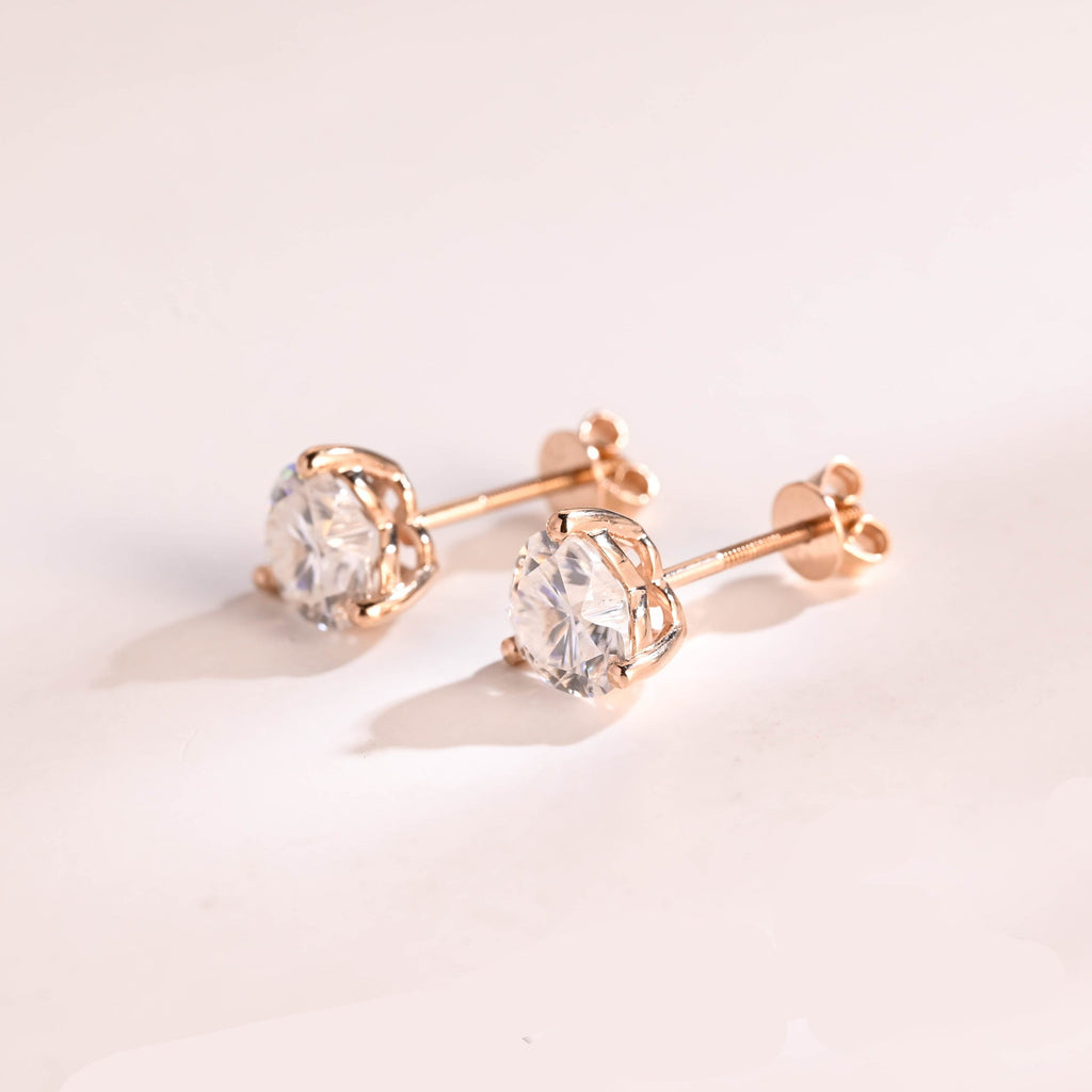 SquareJewelry earrings Solid Gold Solitaire Heart Cut Moissanite Earring Studs