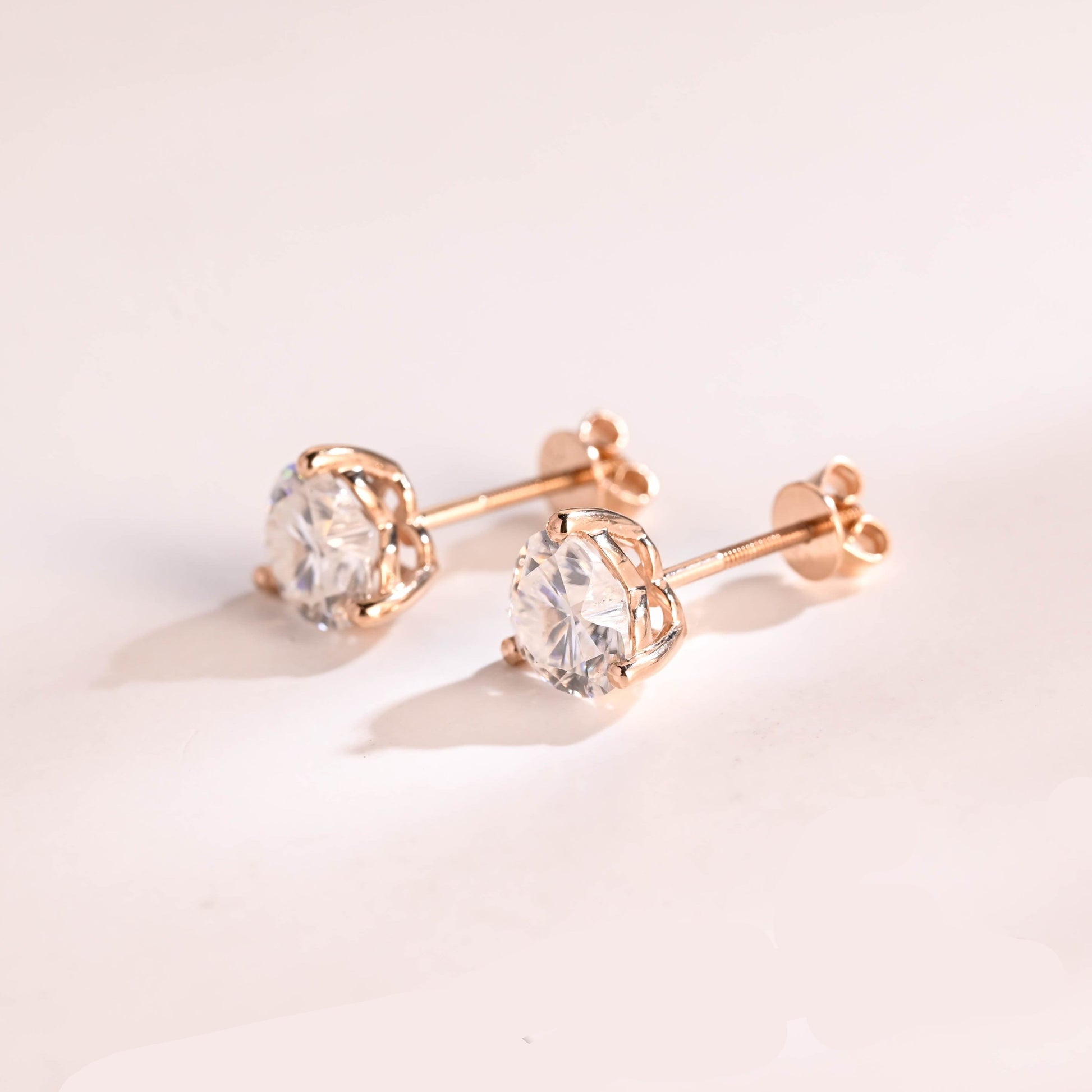 SquareJewelry earrings Solid Gold Solitaire Heart Cut Moissanite Earring Studs