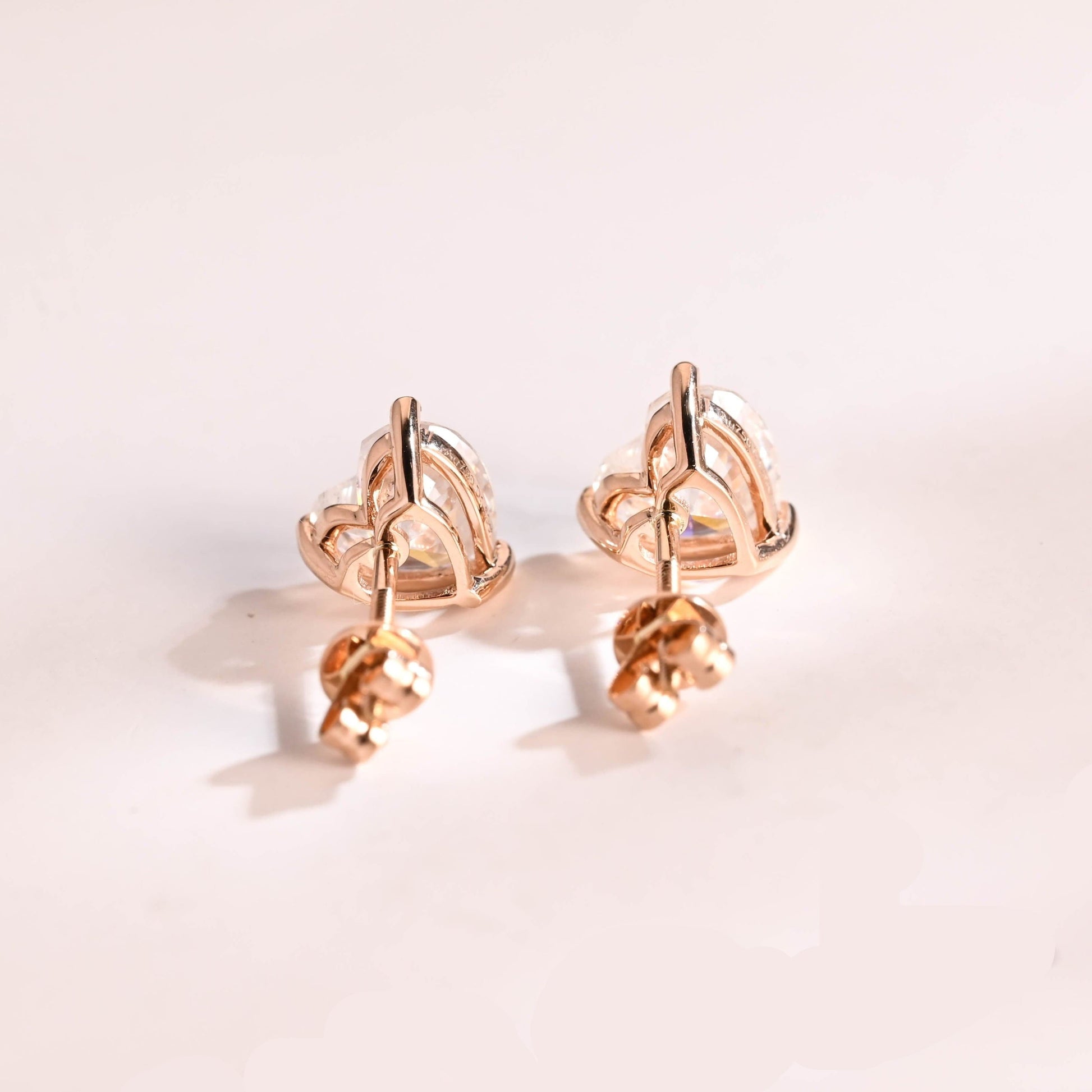 SquareJewelry earrings Solid Gold Solitaire Heart Cut Moissanite Earring Studs