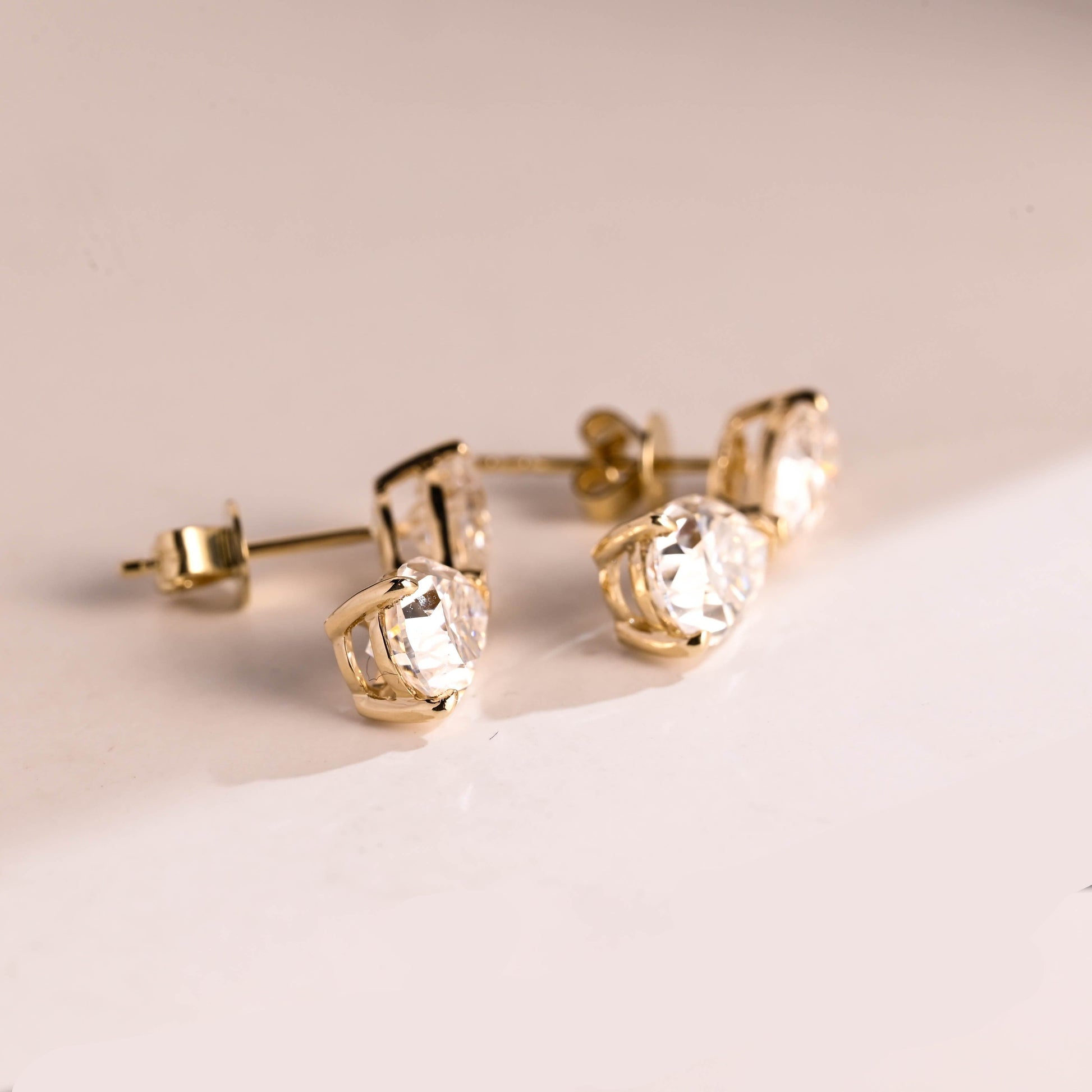SquareJewelry earrings Solid Gold Tear Drop Pear Cut Moissanite Earring Studs