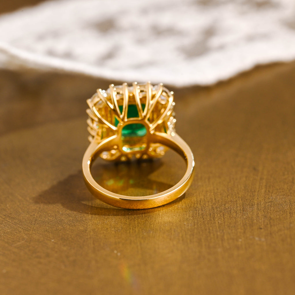 SquareJewelry emerald cut lab grown emerald engagement ring Solid Gold Lab Grown Emerald Engagement Ring