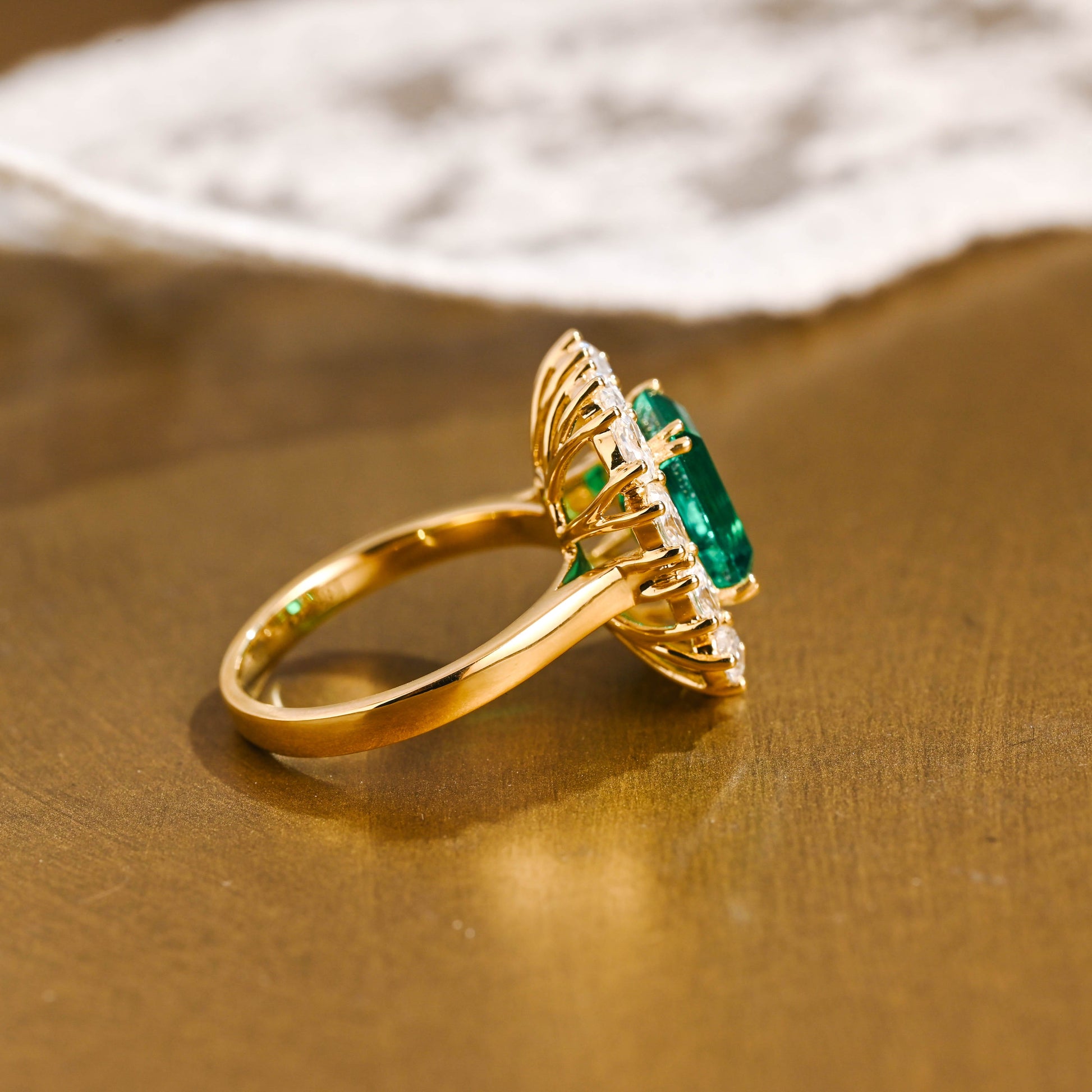 SquareJewelry emerald cut lab grown emerald engagement ring Solid Gold Lab Grown Emerald Engagement Ring