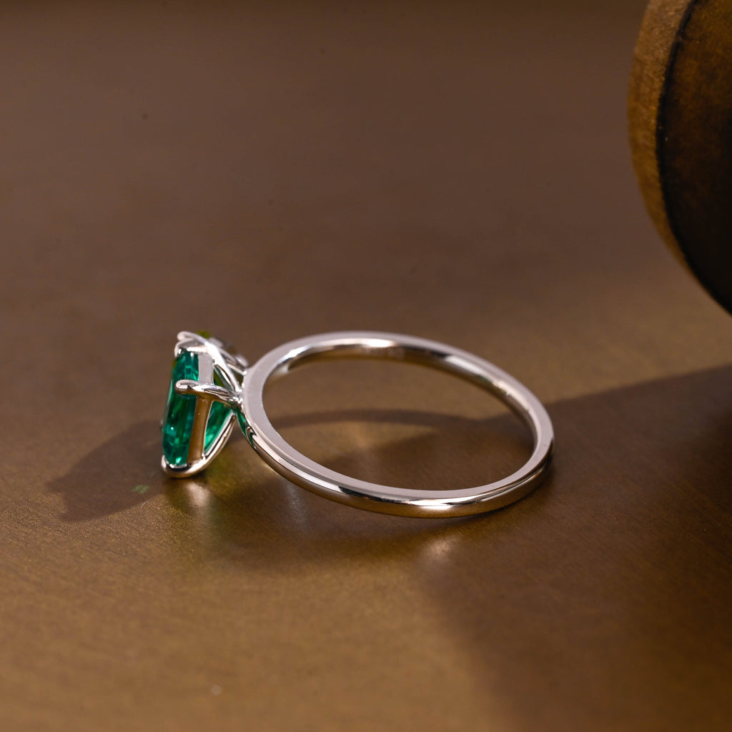 SquareJewelry emerald cut lab grown sapphire engagement ring Solid Gold Toi et Moi Emerald Cut Lab Grown Emerald & Pear Cut Olivine Engagement Ring
