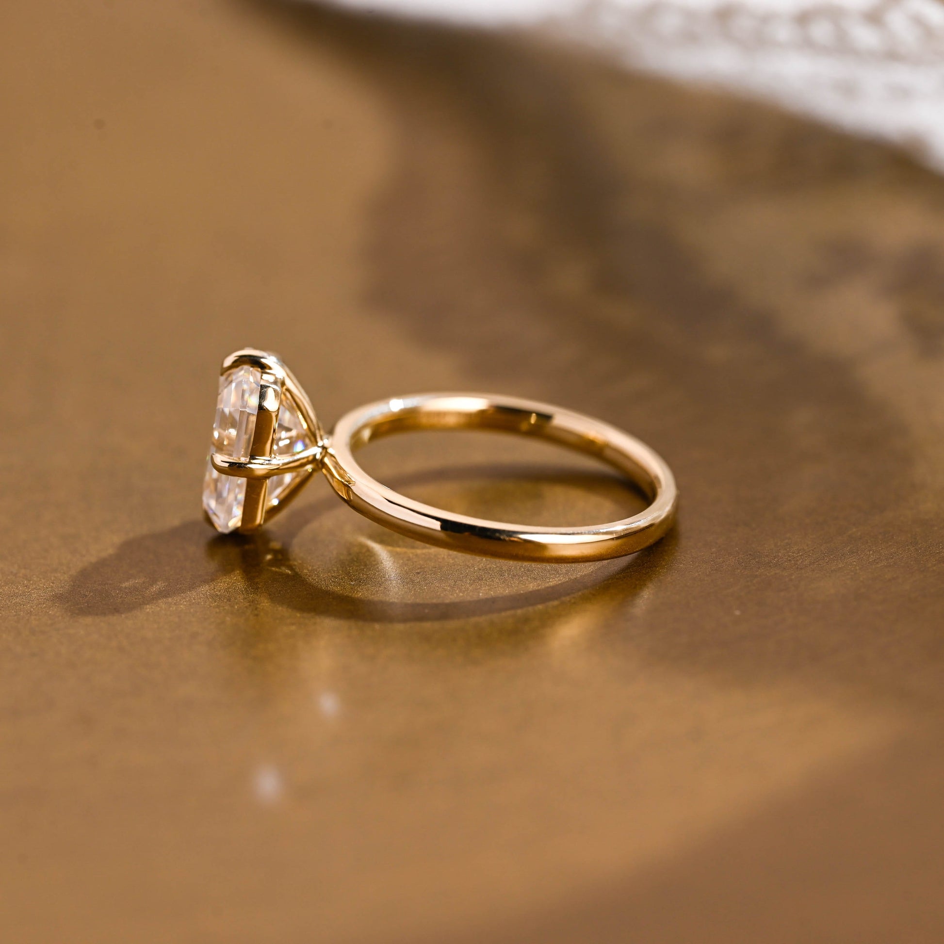 SquareJewelry emerald cut moissanite engagement ring Solid Gold North Star Solitaire Emerald Cut Moissanite Engagement Ring