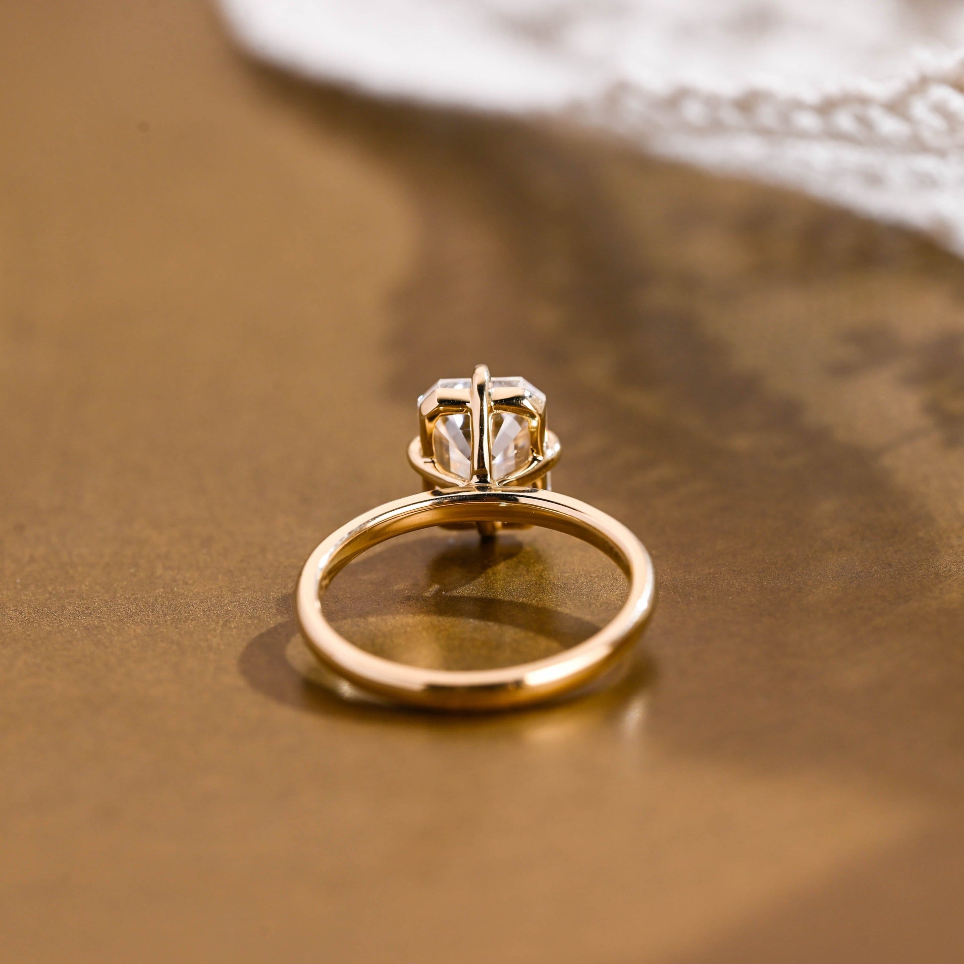 SquareJewelry emerald cut moissanite engagement ring Solid Gold North Star Solitaire Emerald Cut Moissanite Engagement Ring