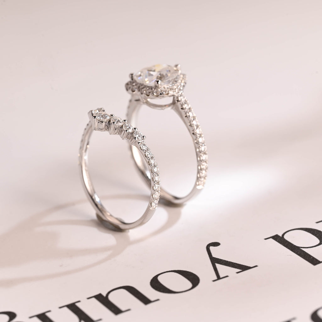 SquareJewelry heart cut bridal set Solid Gold Heart Cut Moissanite Engagement Ring Set