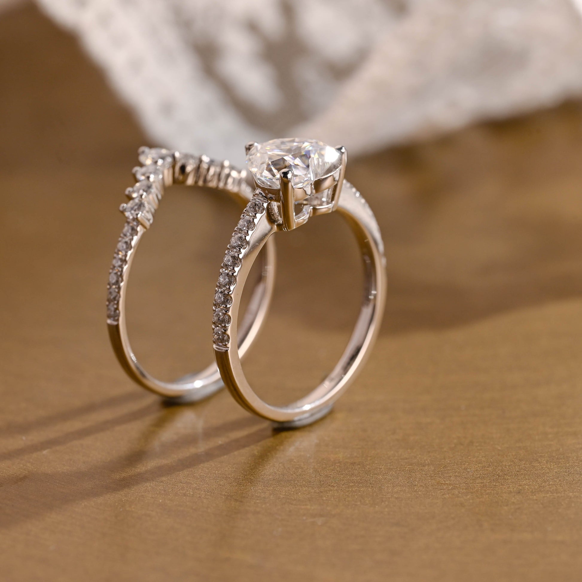 SquareJewelry heart cut bridal set Solid Gold Heart Cut Moissanite Engagement Ring Set (Copy)