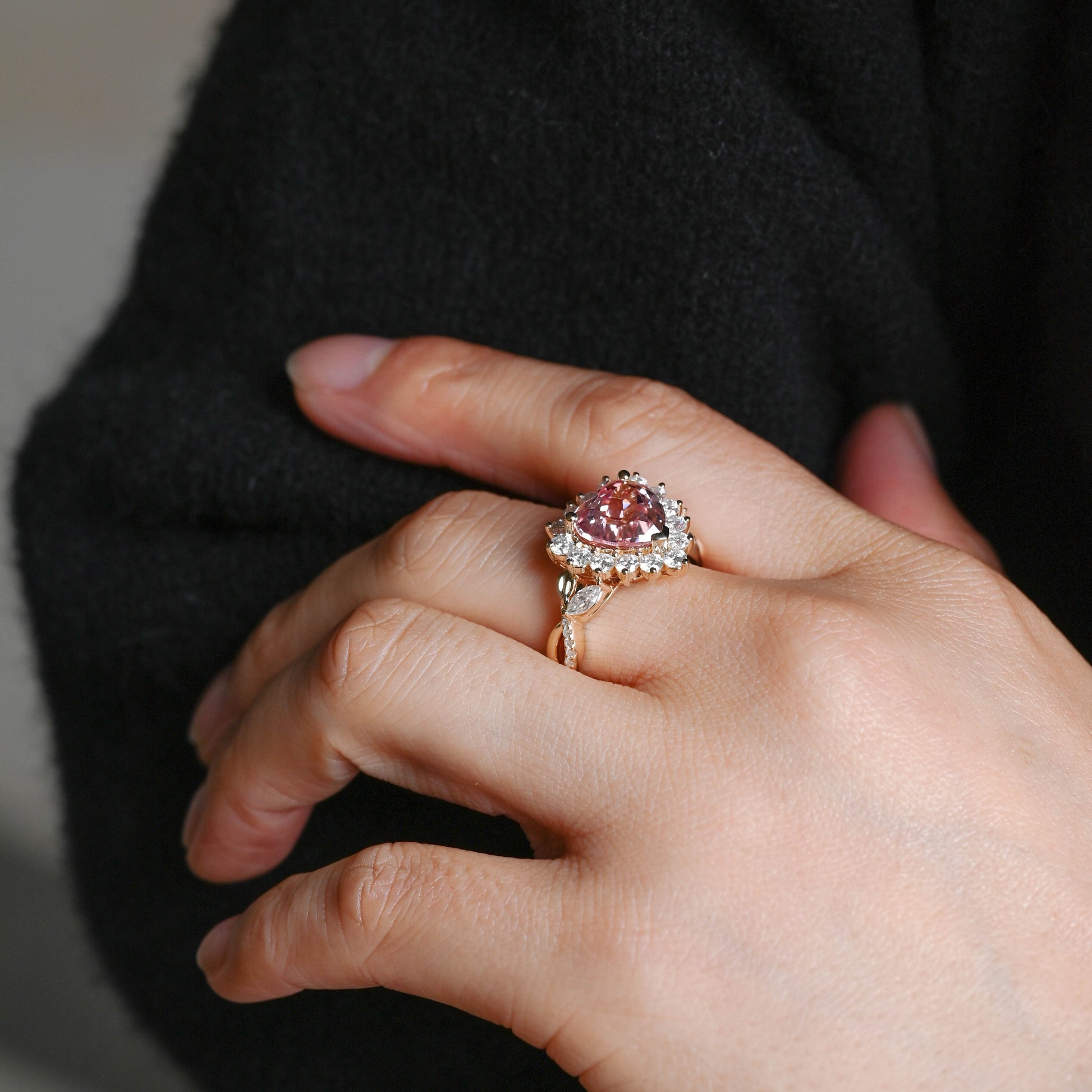SquareJewelry heart cut lab grown sapphire engagement ring Split Shank Heart Cut Lab Grown Sapphire Ring