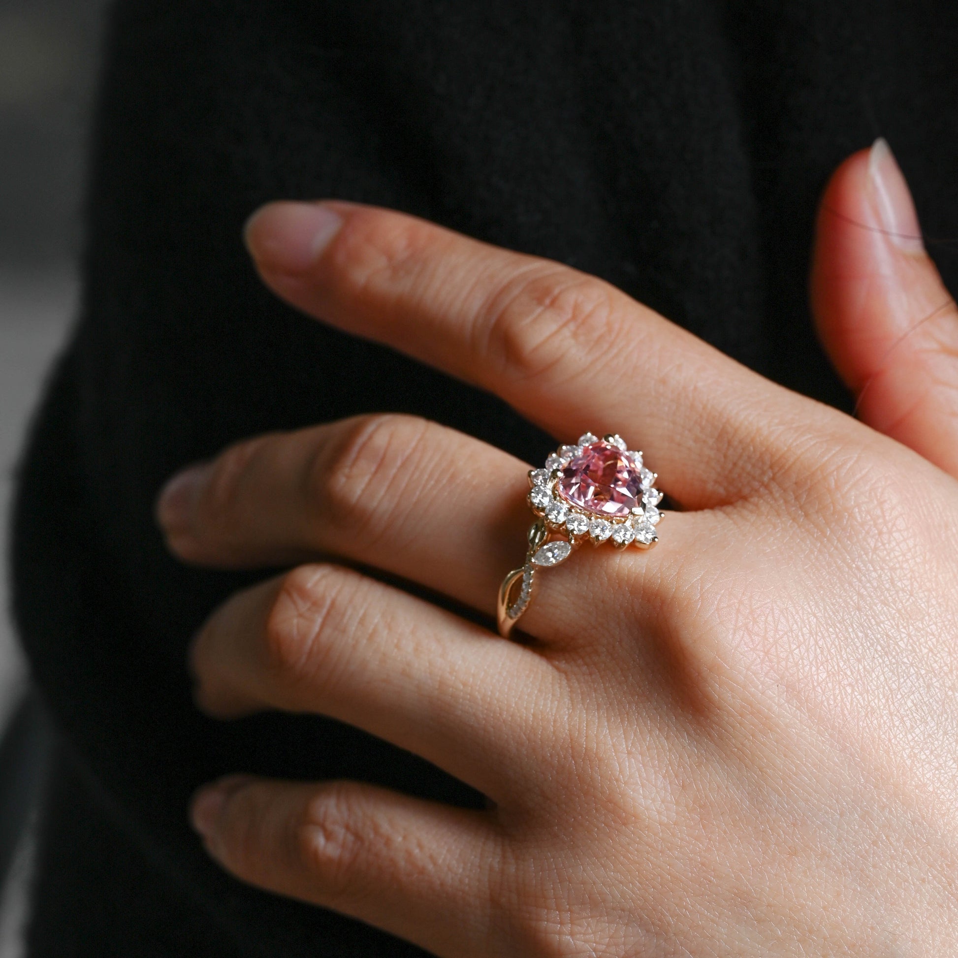 SquareJewelry heart cut lab grown sapphire engagement ring Split Shank Heart Cut Lab Grown Sapphire Ring