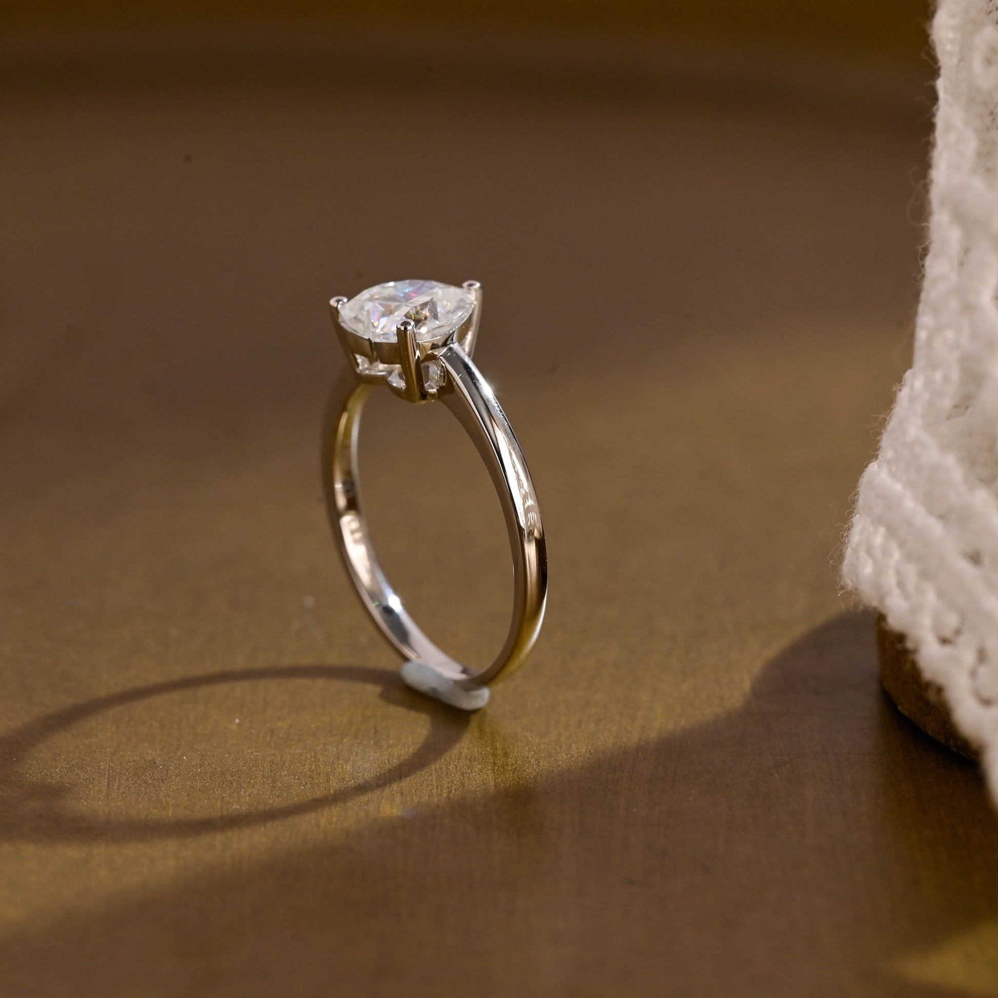 SquareJewelry heart cut moissanite engagement ring Cathedral Setting Heart Cut Moissanite Engagement Ring