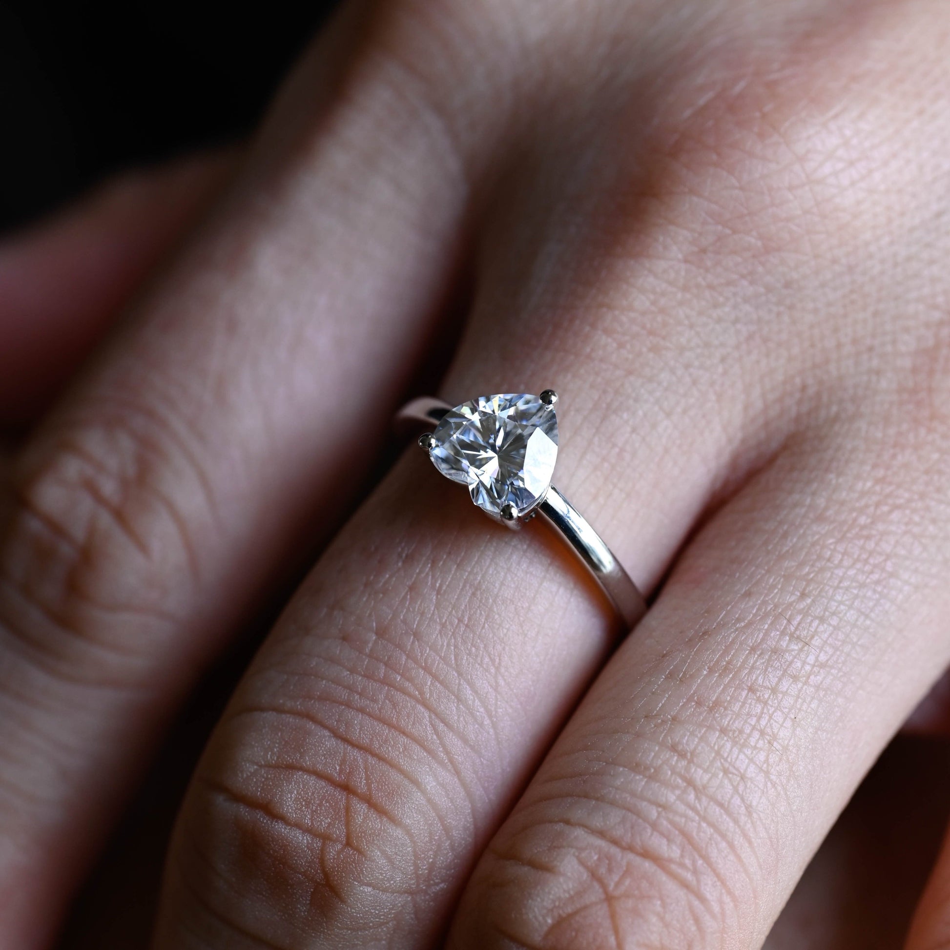SquareJewelry heart cut moissanite engagement ring Cathedral Setting Heart Cut Moissanite Engagement Ring