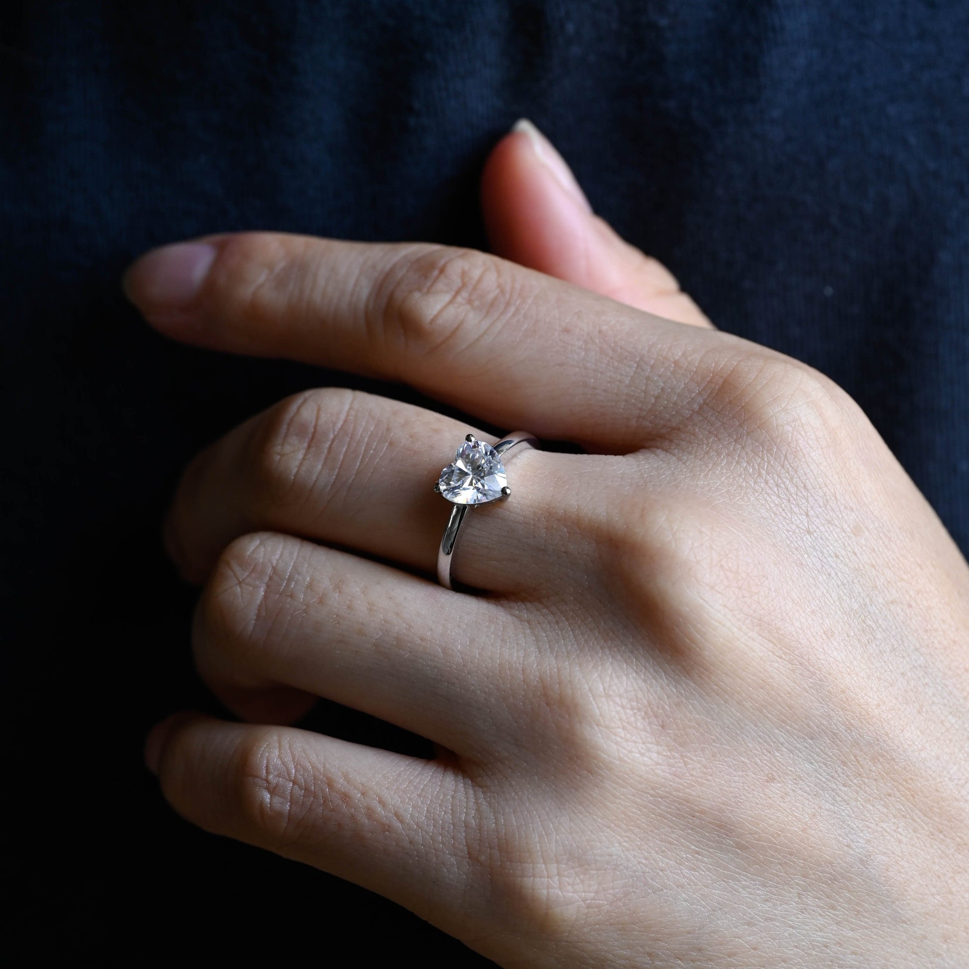 SquareJewelry heart cut moissanite engagement ring Cathedral Setting Heart Cut Moissanite Engagement Ring
