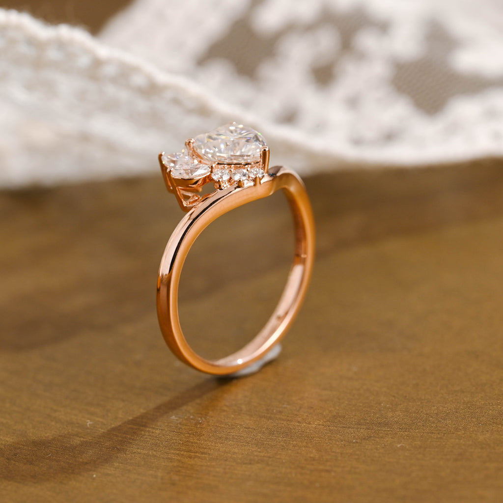 SquareJewelry heart cut moissanite engagement ring Heart Cut Moissanite Engagement Ring