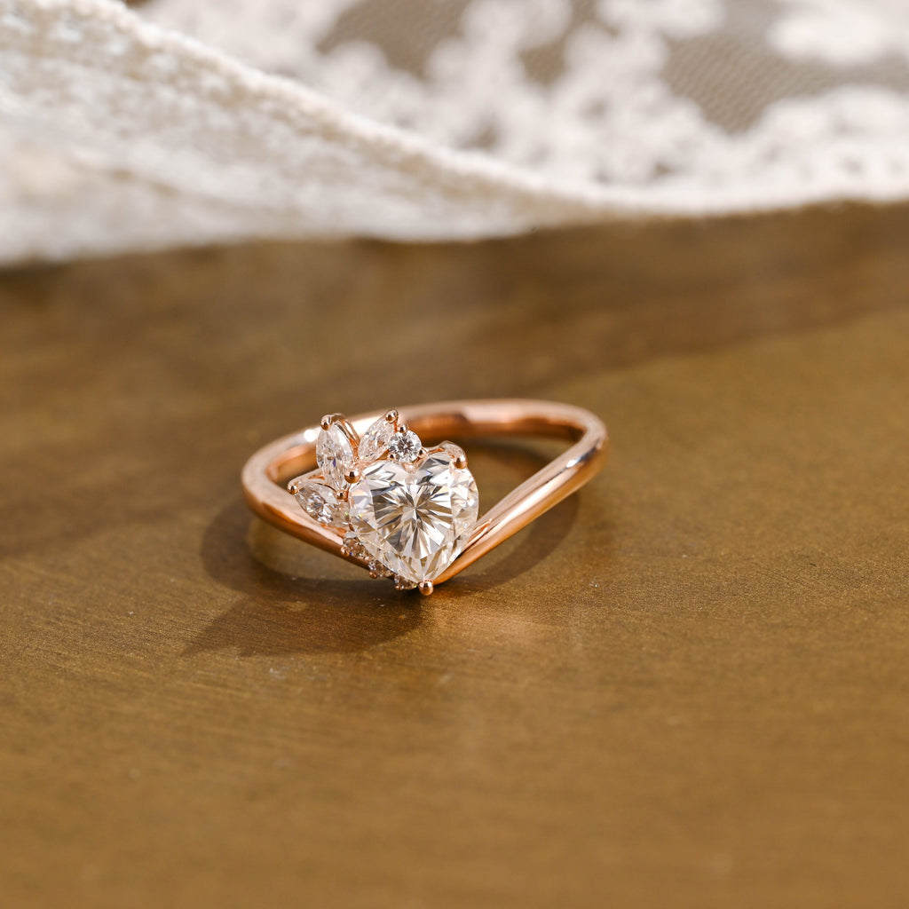 SquareJewelry heart cut moissanite engagement ring Heart Cut Moissanite Engagement Ring