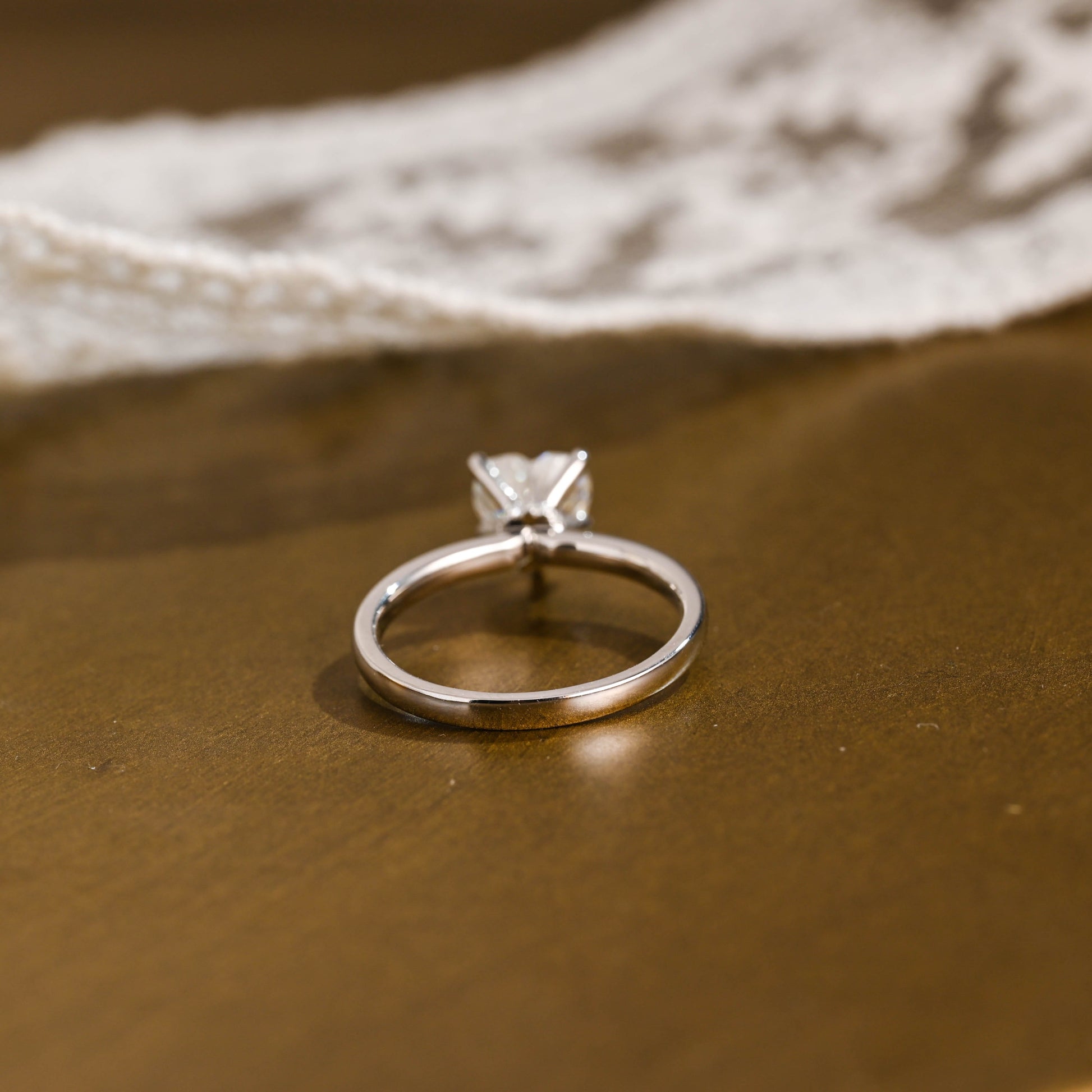 SquareJewelry heart cut moissanite engagement ring Solid Gold Hidden Halo Heart Cut Moissanite Engagement Ring