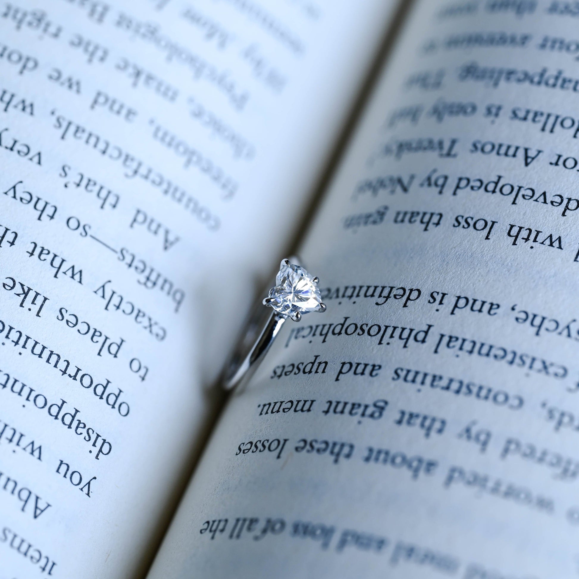SquareJewelry heart cut moissanite engagement ring Solid Gold Hidden Halo Heart Cut Moissanite Engagement Ring