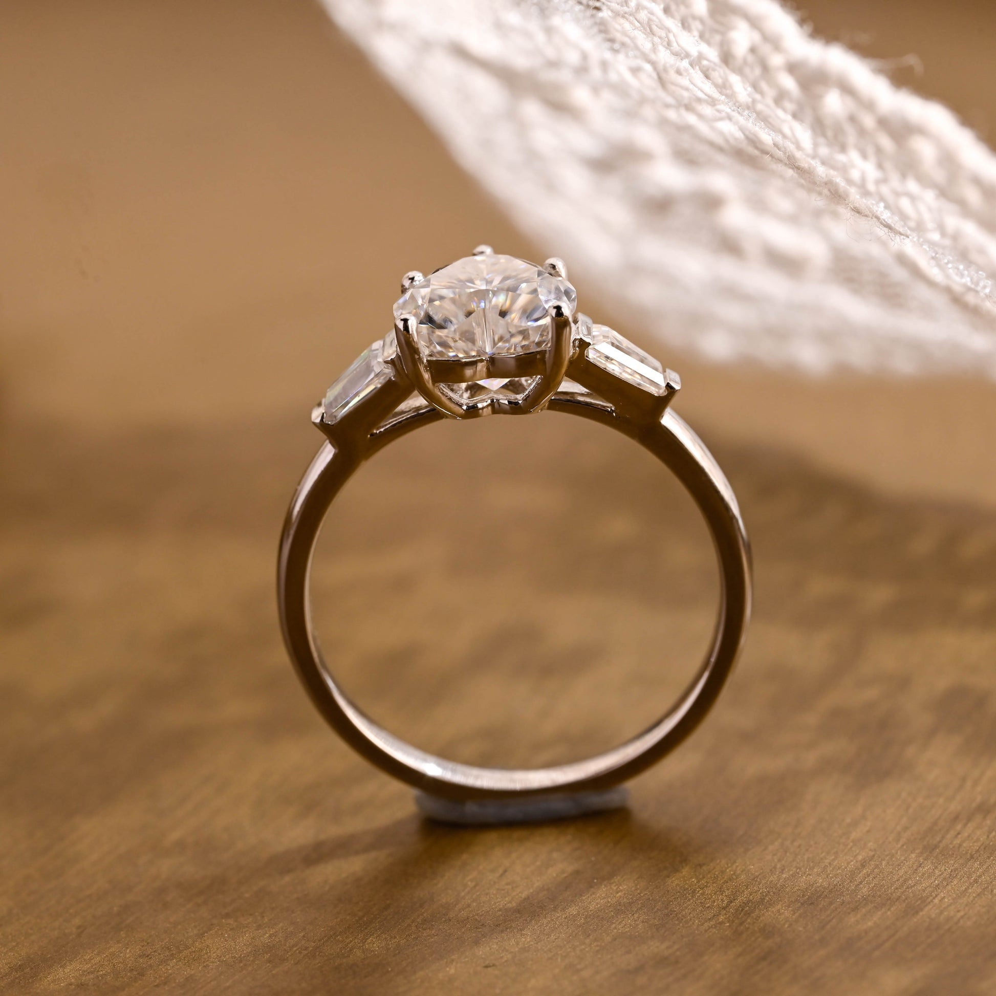 SquareJewelry heart cut moissanite engagement ring Three Stone Heart Cut Moissanite Engagement Ring