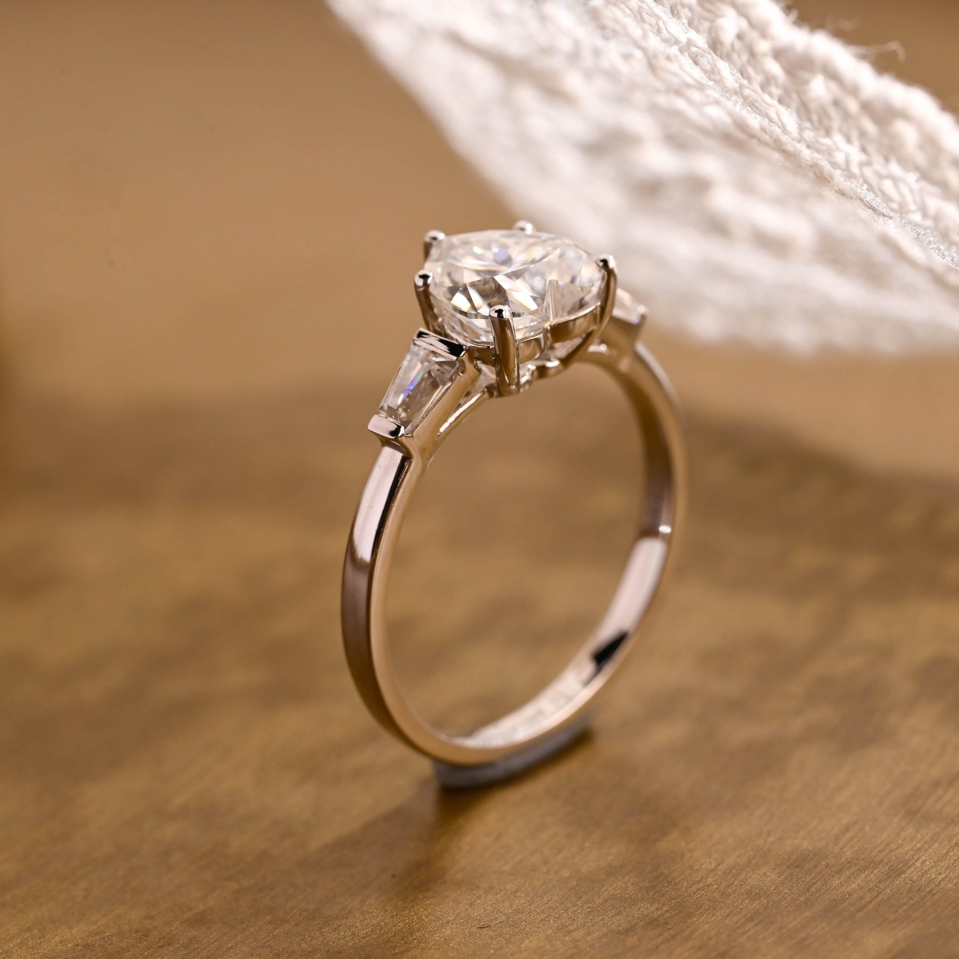 SquareJewelry heart cut moissanite engagement ring Three Stone Heart Cut Moissanite Engagement Ring