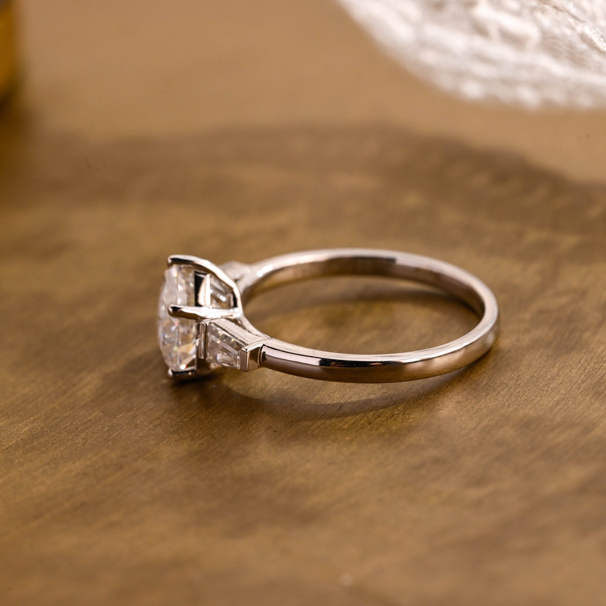 SquareJewelry heart cut moissanite engagement ring Three Stone Heart Cut Moissanite Engagement Ring