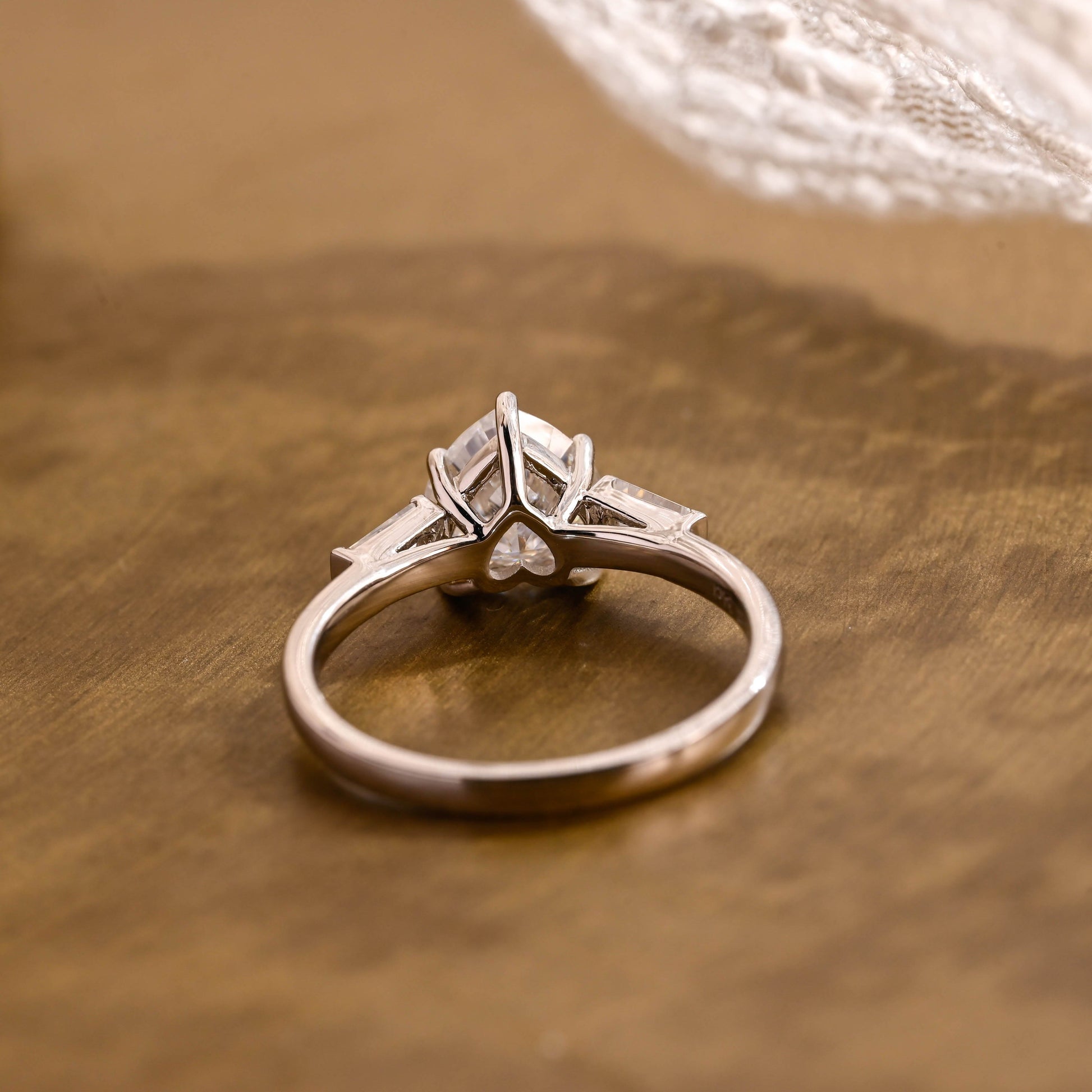 SquareJewelry heart cut moissanite engagement ring Three Stone Heart Cut Moissanite Engagement Ring