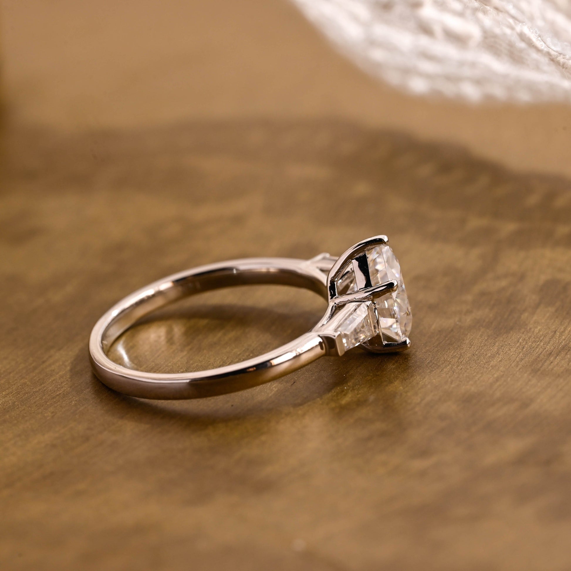 SquareJewelry heart cut moissanite engagement ring Three Stone Heart Cut Moissanite Engagement Ring